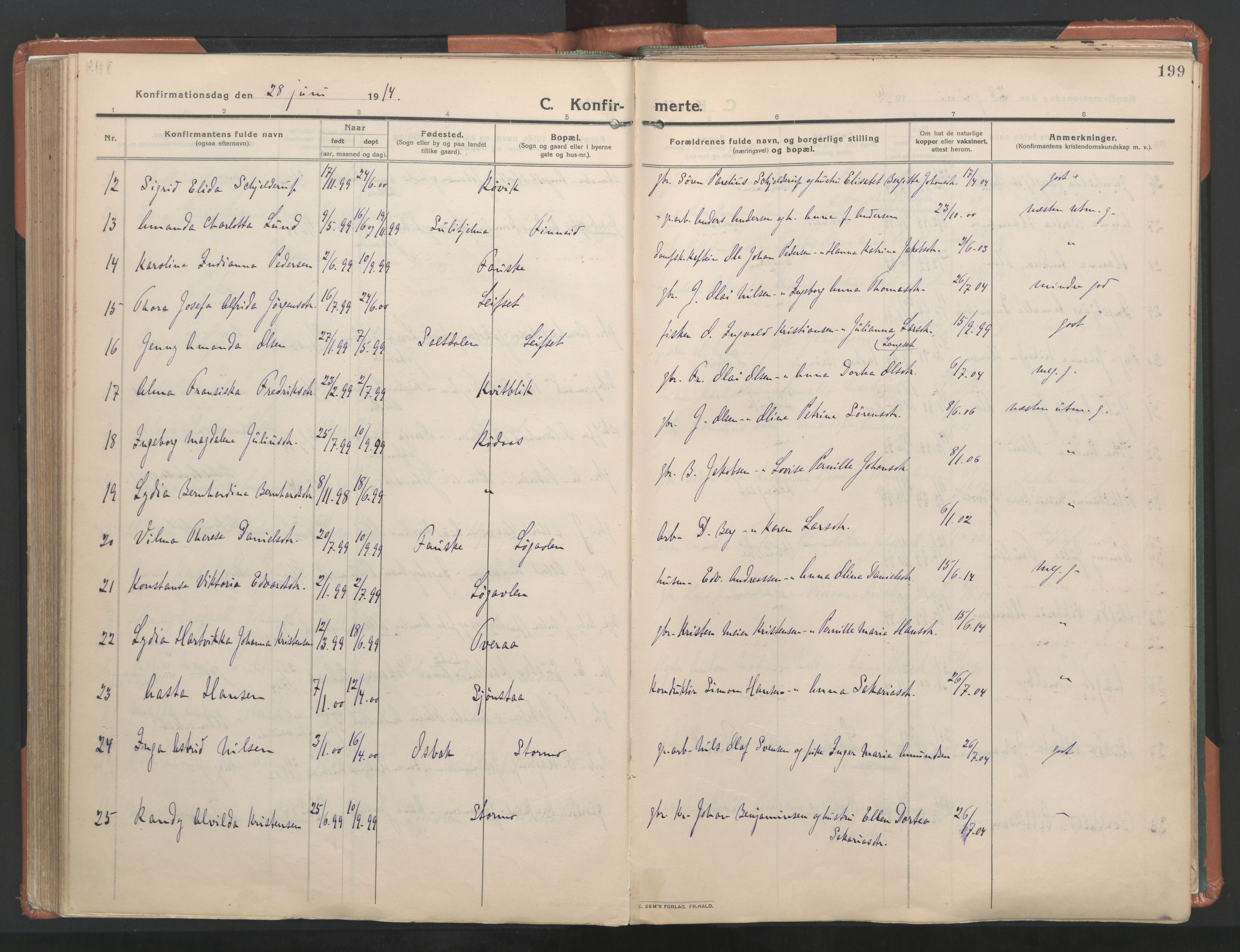 Ministerialprotokoller, klokkerbøker og fødselsregistre - Nordland, AV/SAT-A-1459/849/L0698: Parish register (official) no. 849A09, 1911-1924, p. 199