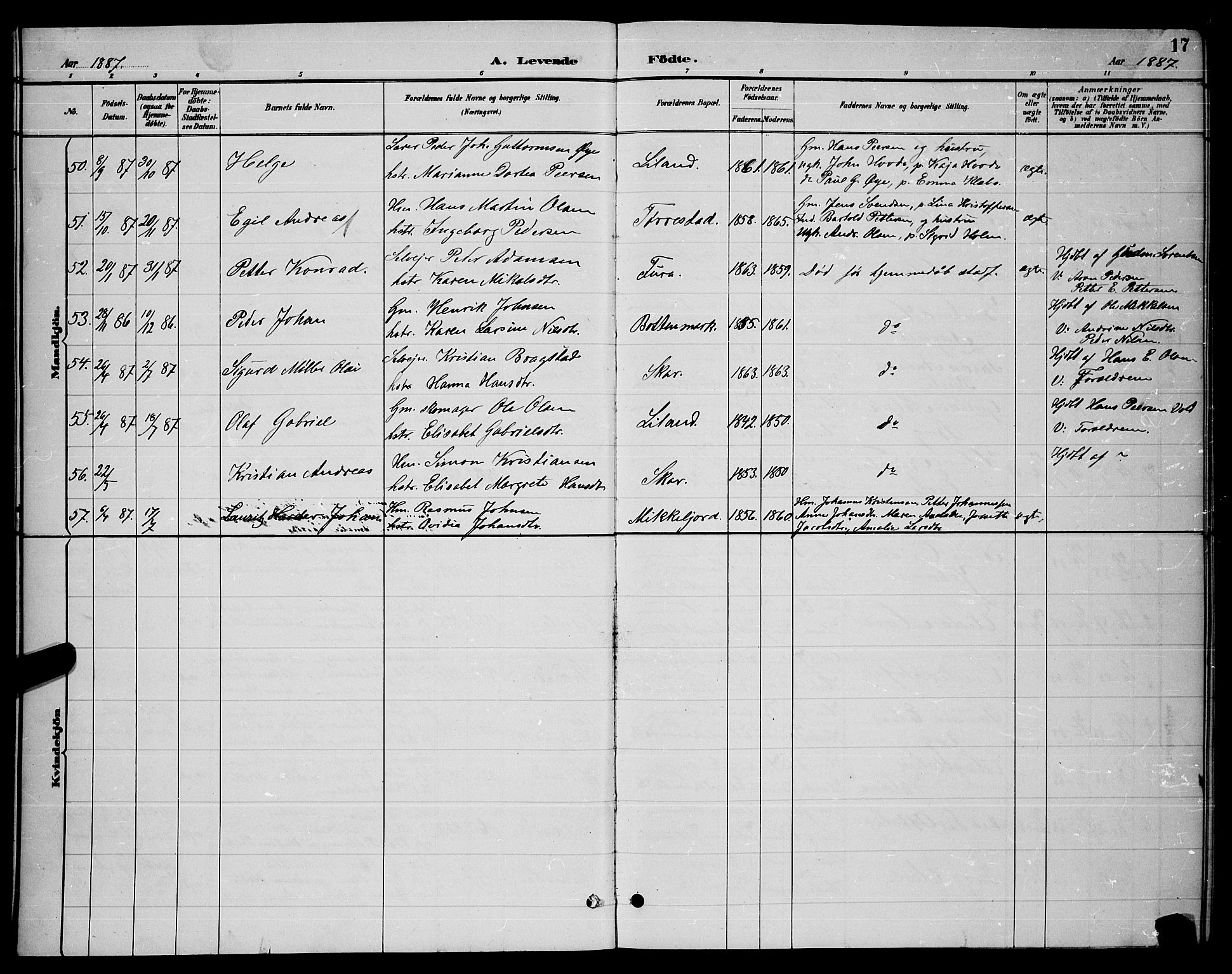 Ministerialprotokoller, klokkerbøker og fødselsregistre - Nordland, AV/SAT-A-1459/863/L0914: Parish register (copy) no. 863C04, 1886-1897, p. 17