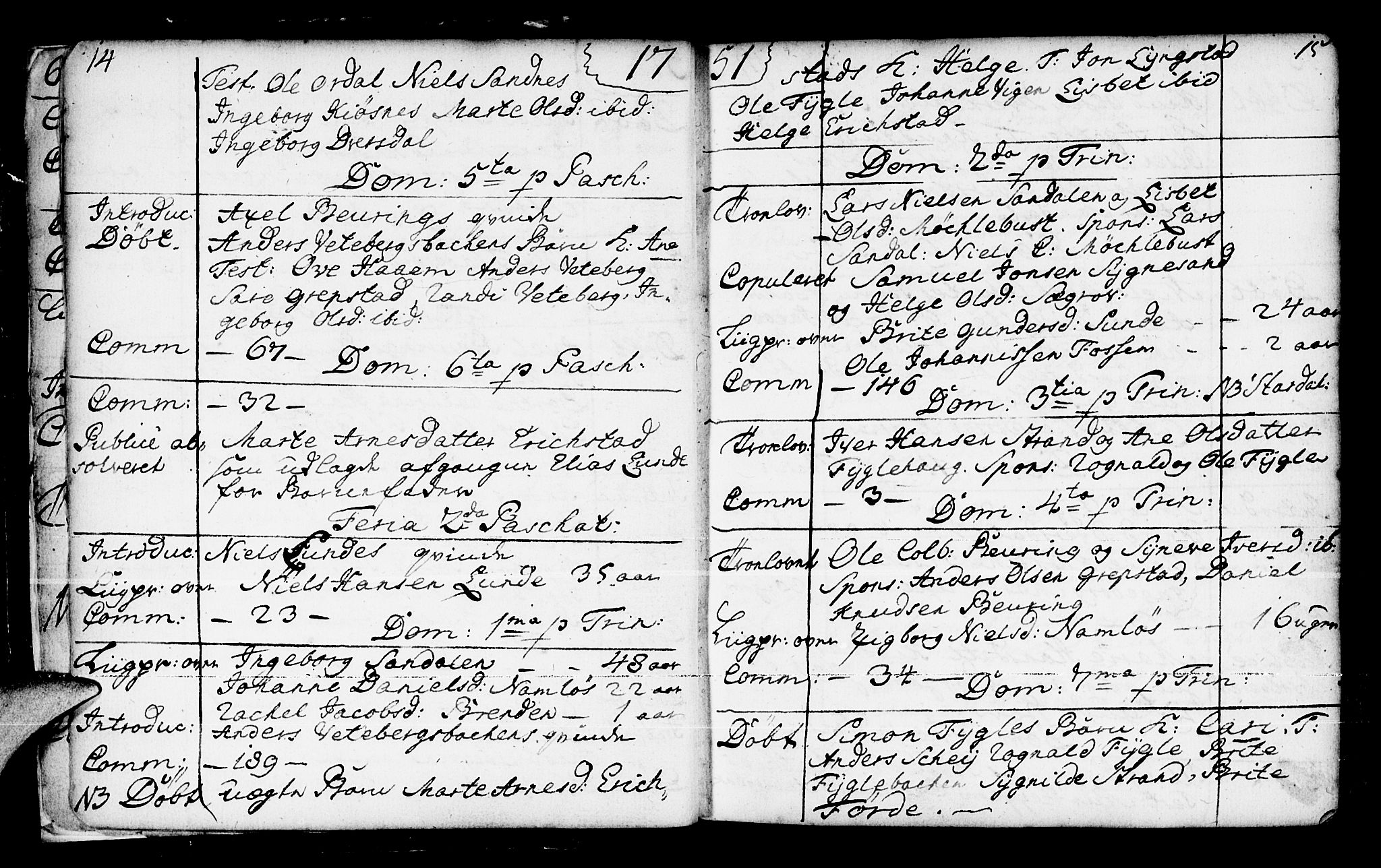 Jølster sokneprestembete, AV/SAB-A-80701/H/Haa/Haaa/L0004: Parish register (official) no. A 4, 1749-1789, p. 14-15