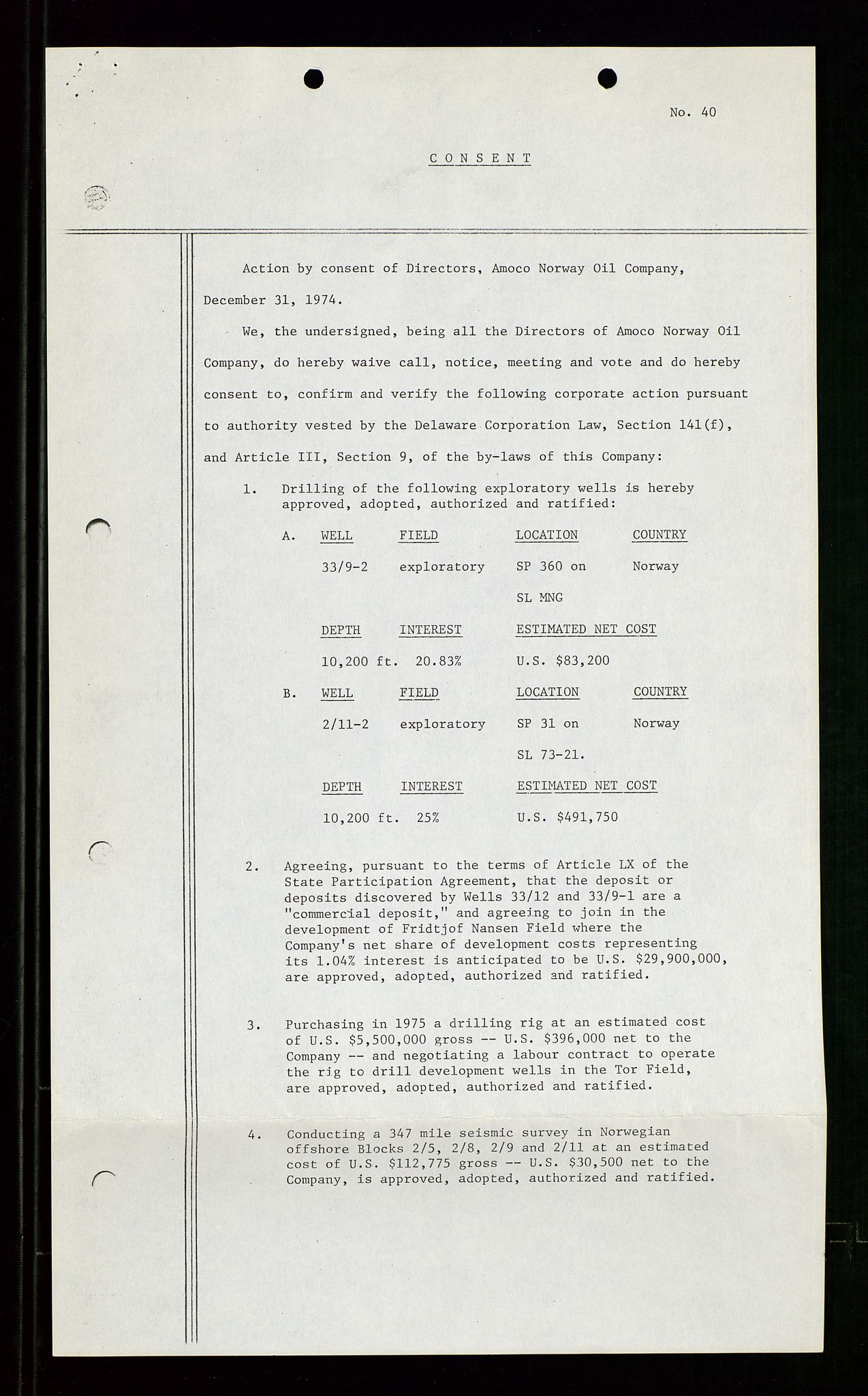 Pa 1740 - Amoco Norway Oil Company, AV/SAST-A-102405/22/A/Aa/L0001: Styreprotokoller og sakspapirer, 1965-1999, p. 100
