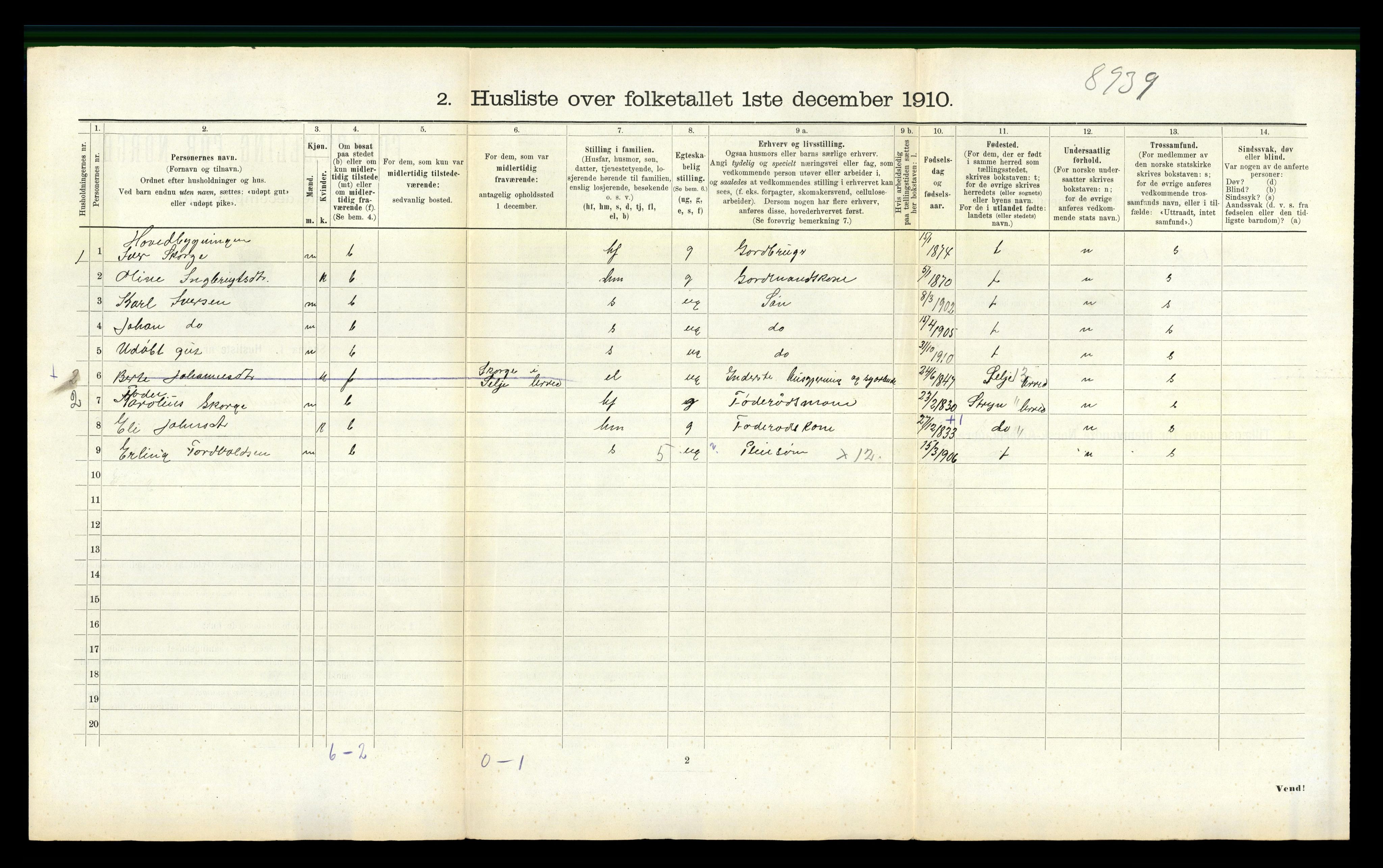 RA, 1910 census for Vanylven, 1910, p. 782