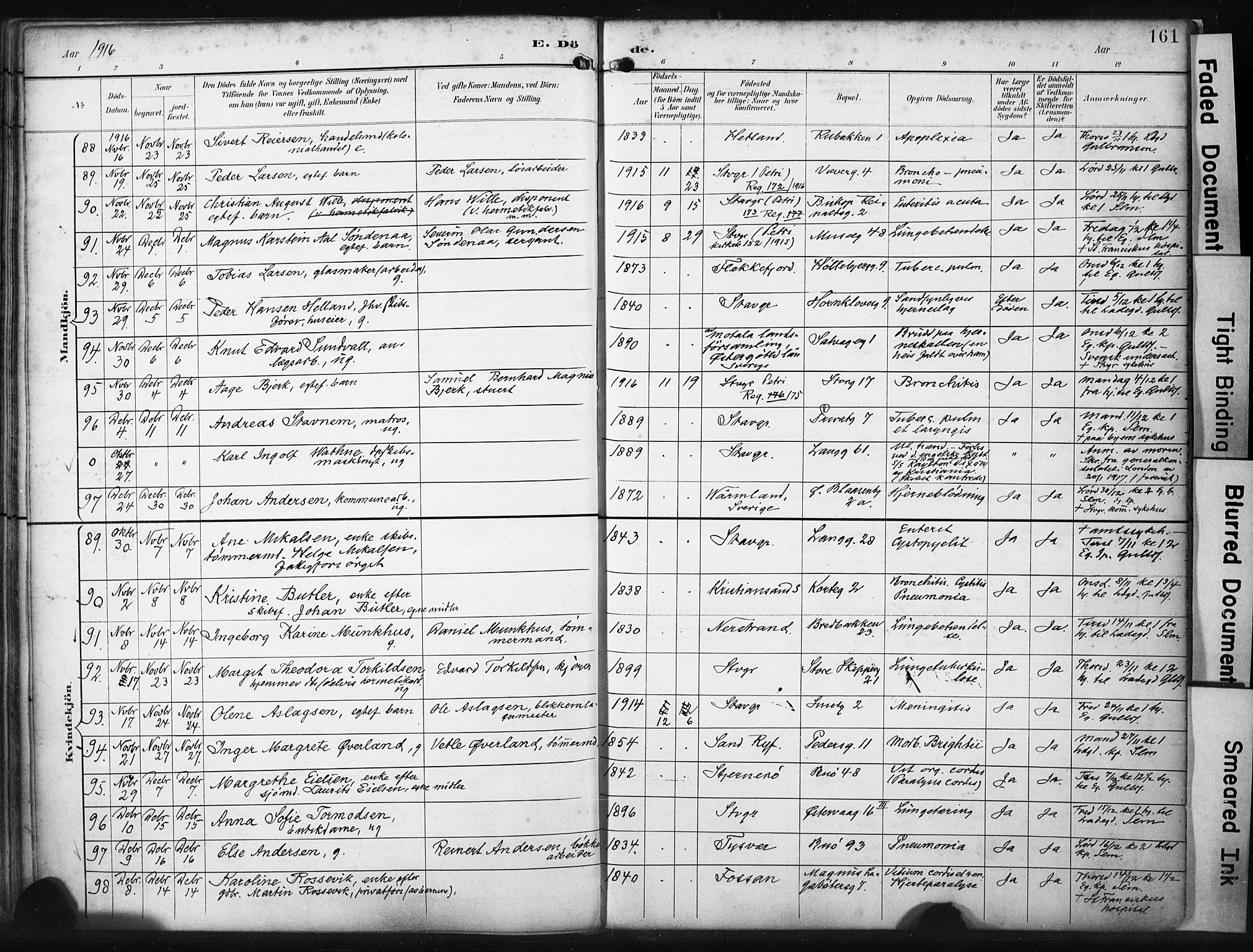 St. Petri sokneprestkontor, AV/SAST-A-101813/001/30/30BA/L0022: Parish register (official) no. A 22, 1895-1919, p. 161