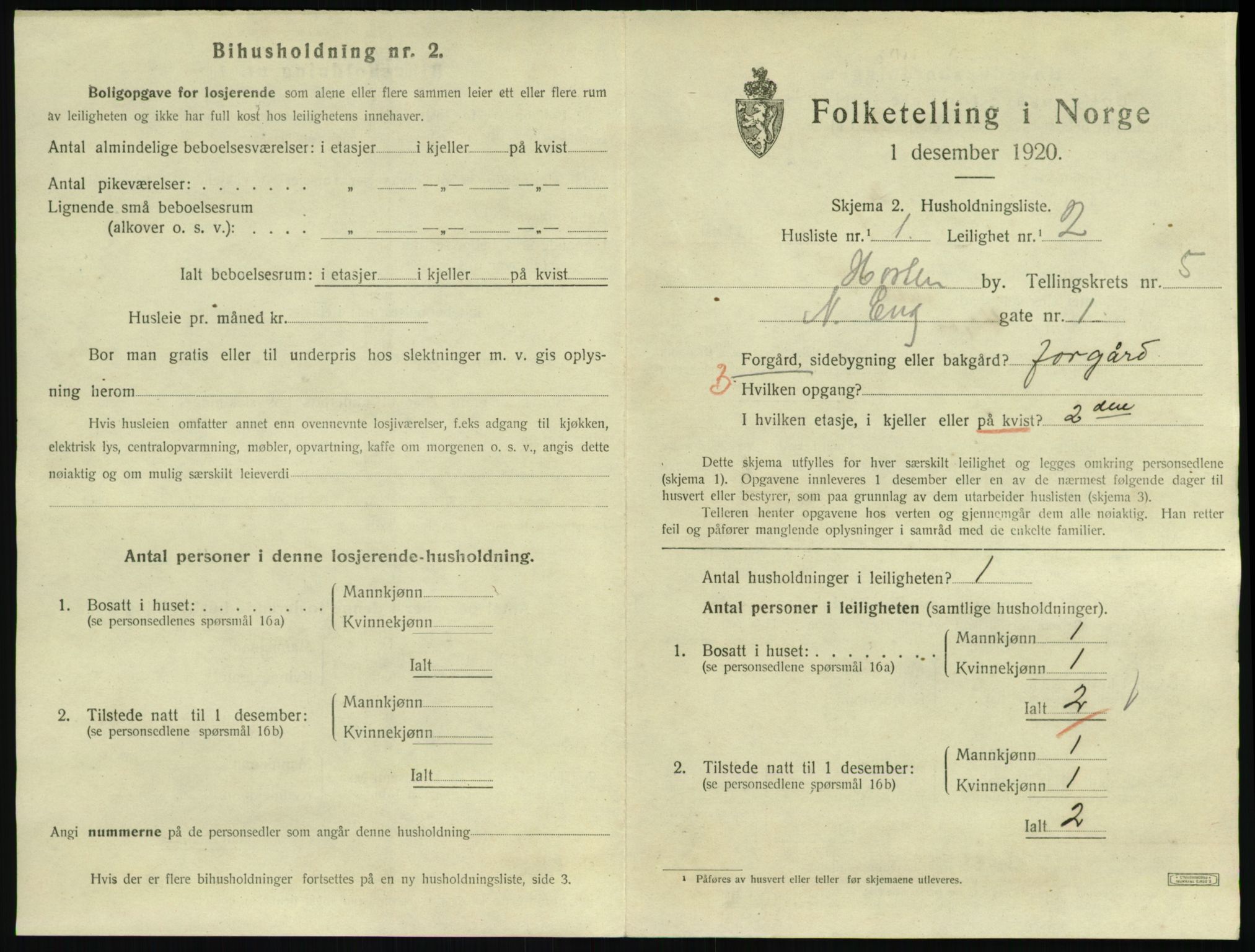 SAKO, 1920 census for Horten, 1920, p. 5633