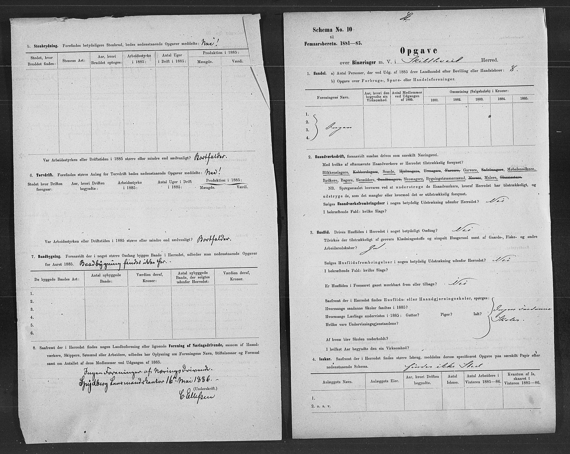 Statistisk sentralbyrå, Næringsøkonomiske emner, Generelt - Amtmennenes femårsberetninger, RA/S-2233/F/Fa/L0061: --, 1881-1885, p. 226