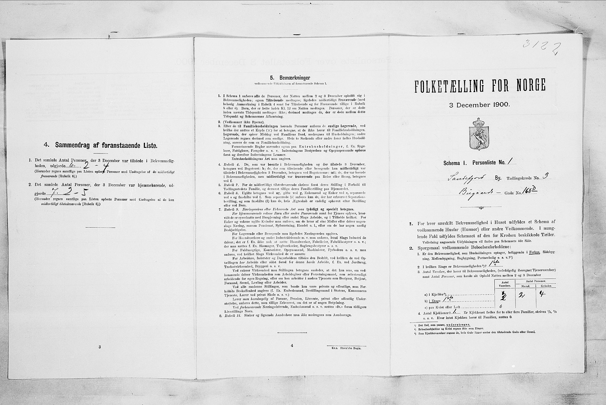 RA, 1900 census for Sandefjord, 1900, p. 701