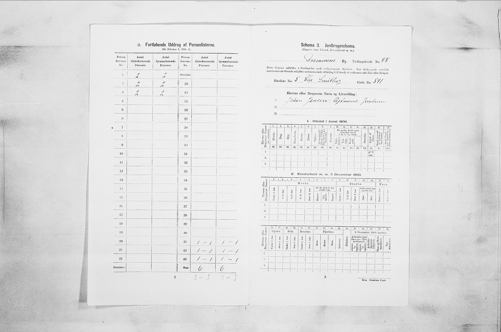 RA, 1900 census for Drammen, 1900, p. 7609