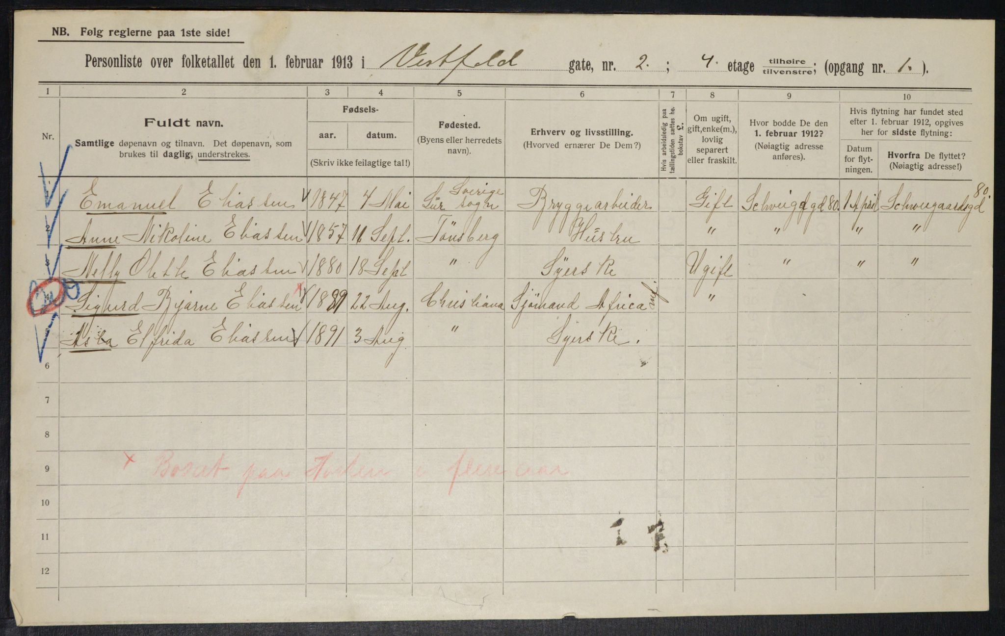 OBA, Municipal Census 1913 for Kristiania, 1913, p. 122296