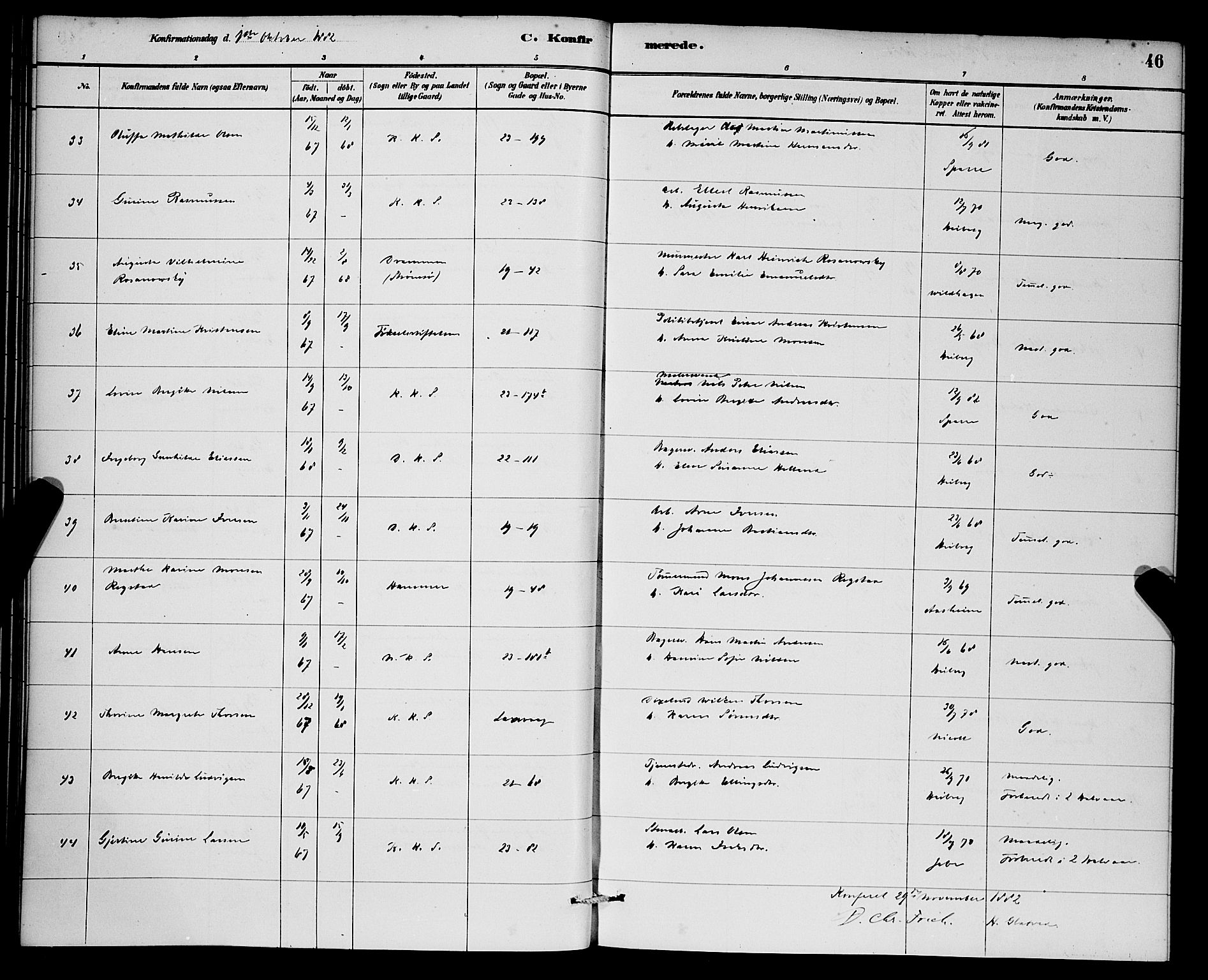 Korskirken sokneprestembete, AV/SAB-A-76101/H/Hab: Parish register (copy) no. C 3, 1880-1892, p. 46