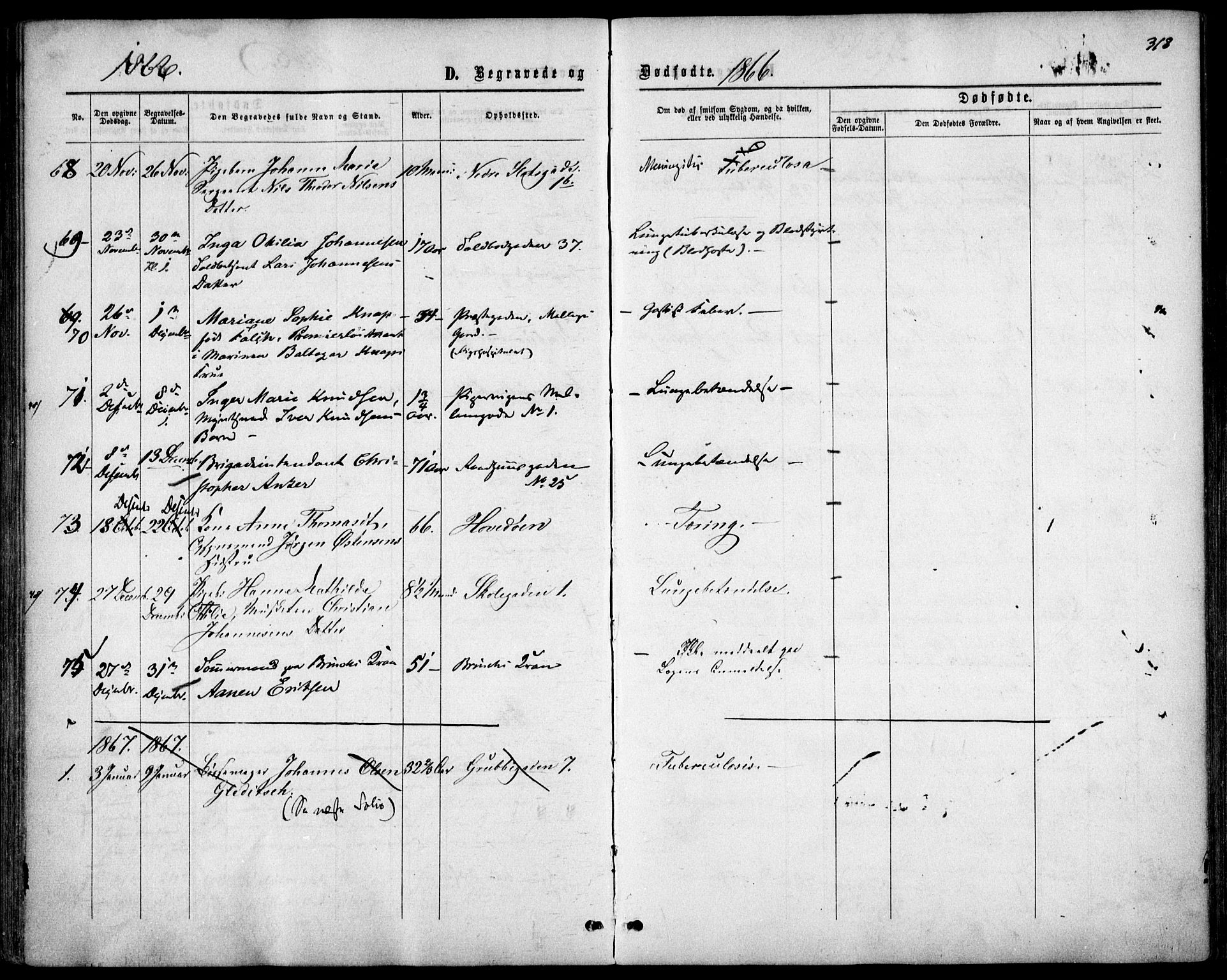 Garnisonsmenigheten Kirkebøker, AV/SAO-A-10846/F/Fa/L0010: Parish register (official) no. 10, 1859-1869, p. 318