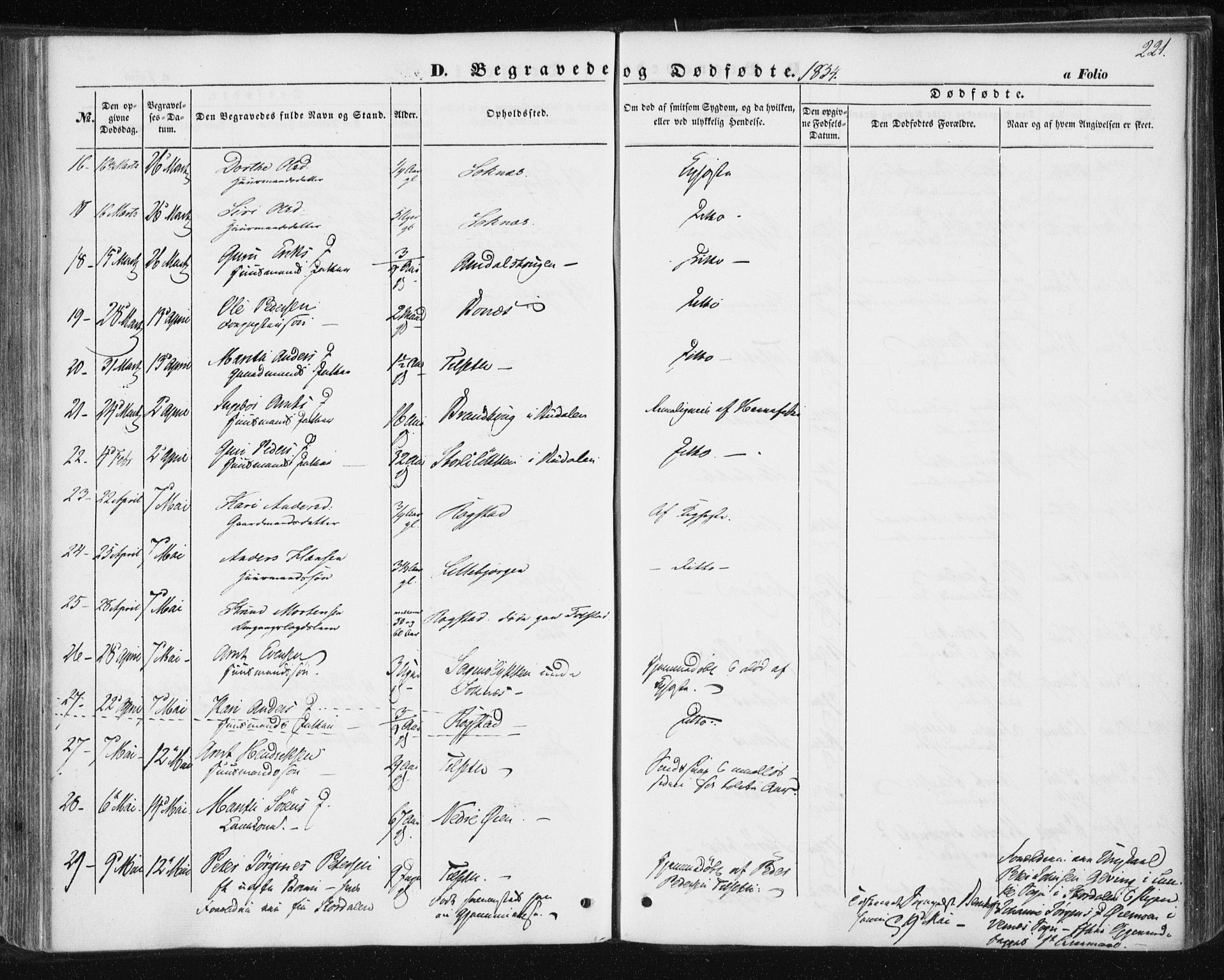Ministerialprotokoller, klokkerbøker og fødselsregistre - Sør-Trøndelag, SAT/A-1456/687/L1000: Parish register (official) no. 687A06, 1848-1869, p. 221
