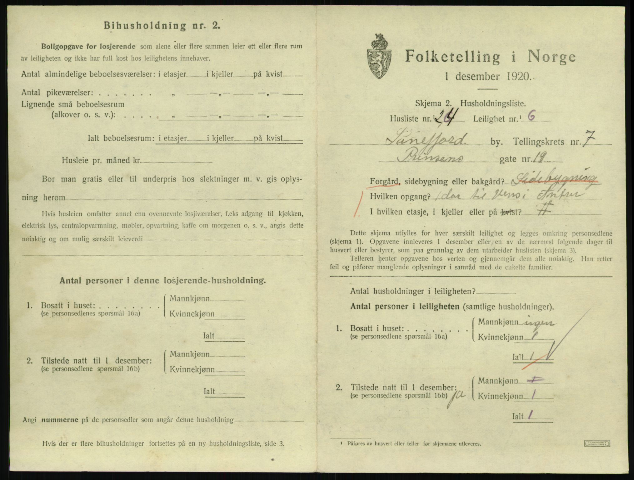 SAKO, 1920 census for Sandefjord, 1920, p. 3028