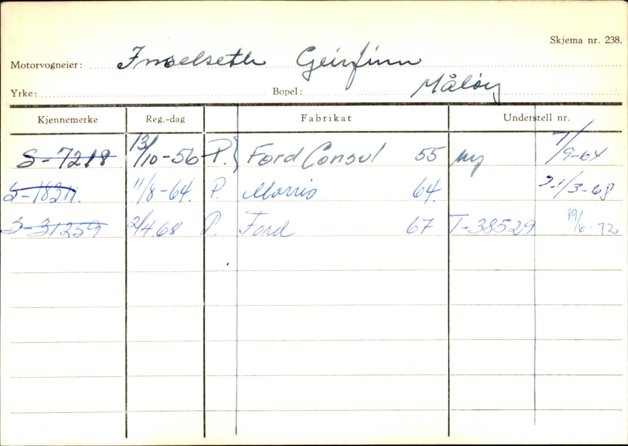 Statens vegvesen, Sogn og Fjordane vegkontor, SAB/A-5301/4/F/L0144: Registerkort Vågsøy A-R, 1945-1975, p. 1205