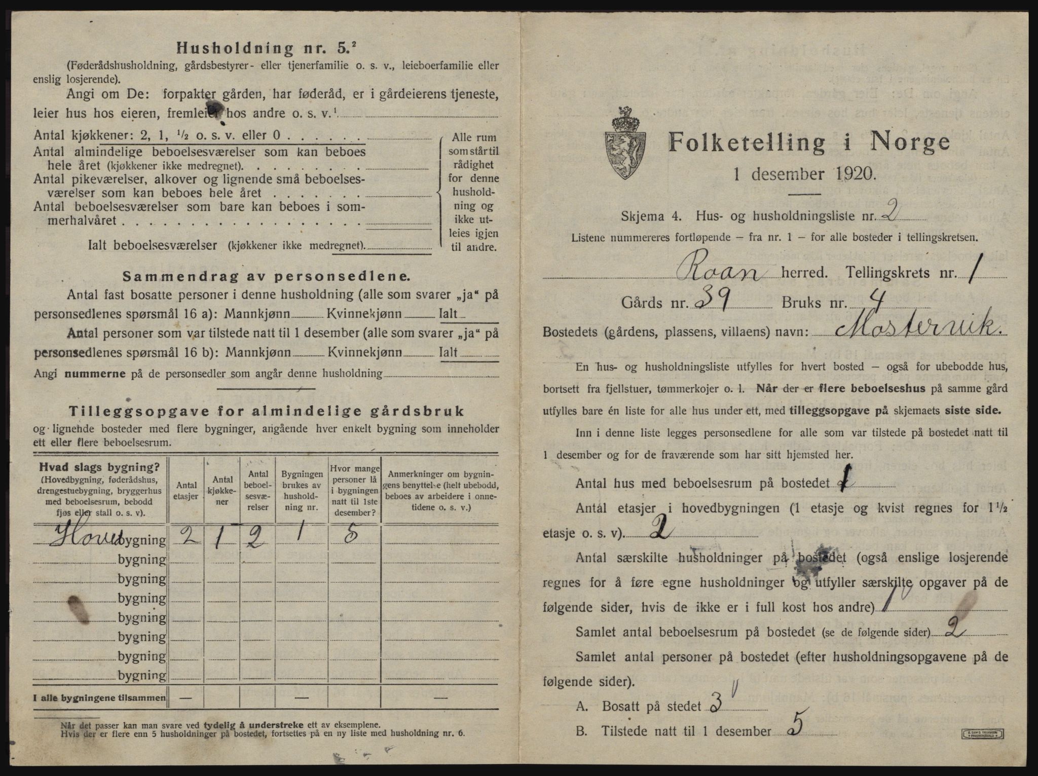 SAT, 1920 census for Roan, 1920, p. 31