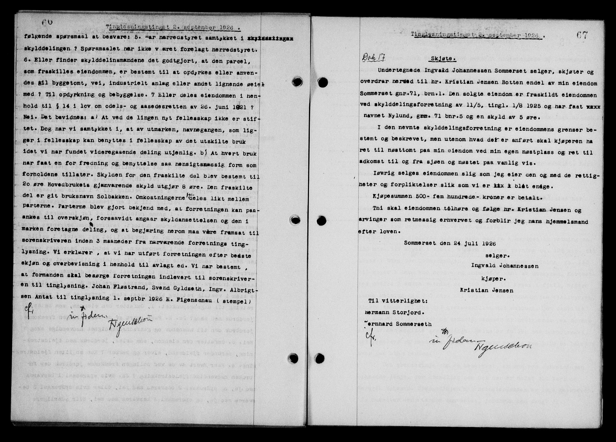 Steigen og Ofoten sorenskriveri, SAT/A-0030/1/2/2C/L0014: Mortgage book no. 13 og 15, 1926-1927, Deed date: 02.09.1926