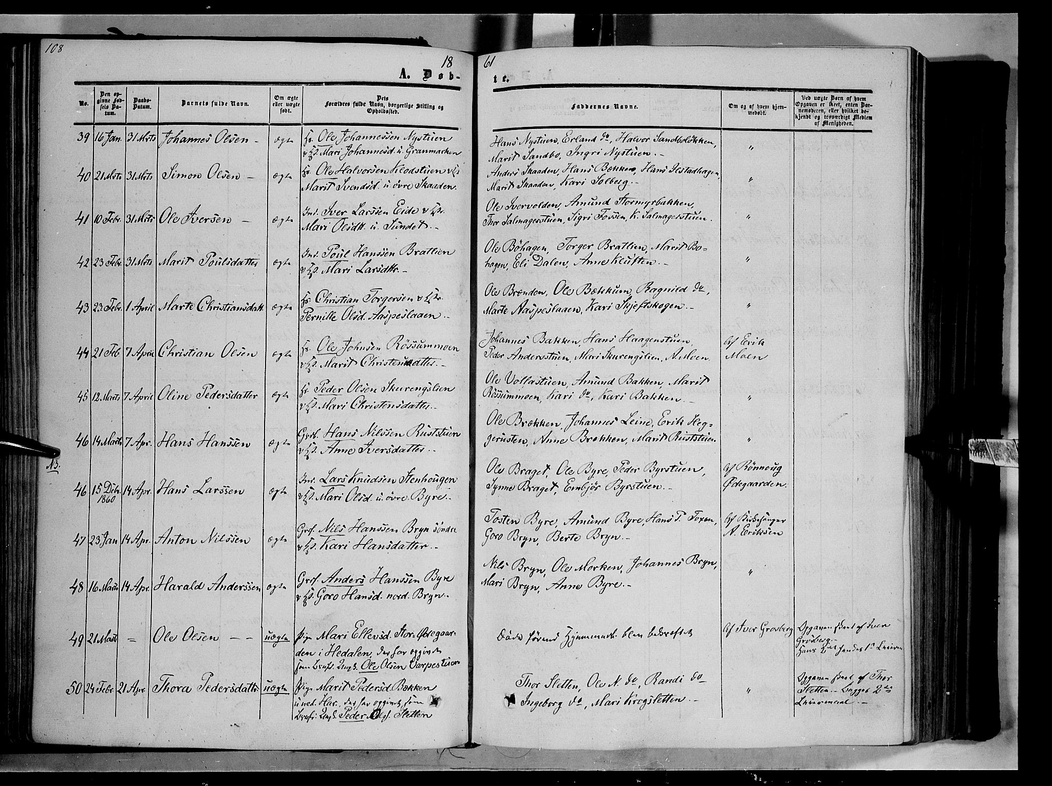 Nord-Fron prestekontor, AV/SAH-PREST-080/H/Ha/Haa/L0001: Parish register (official) no. 1, 1851-1864, p. 108