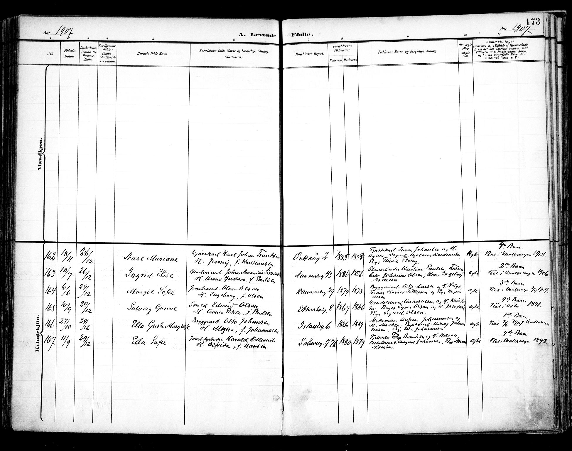 Vålerengen prestekontor Kirkebøker, SAO/A-10878/F/Fa/L0001: Parish register (official) no. 1, 1899-1915, p. 173