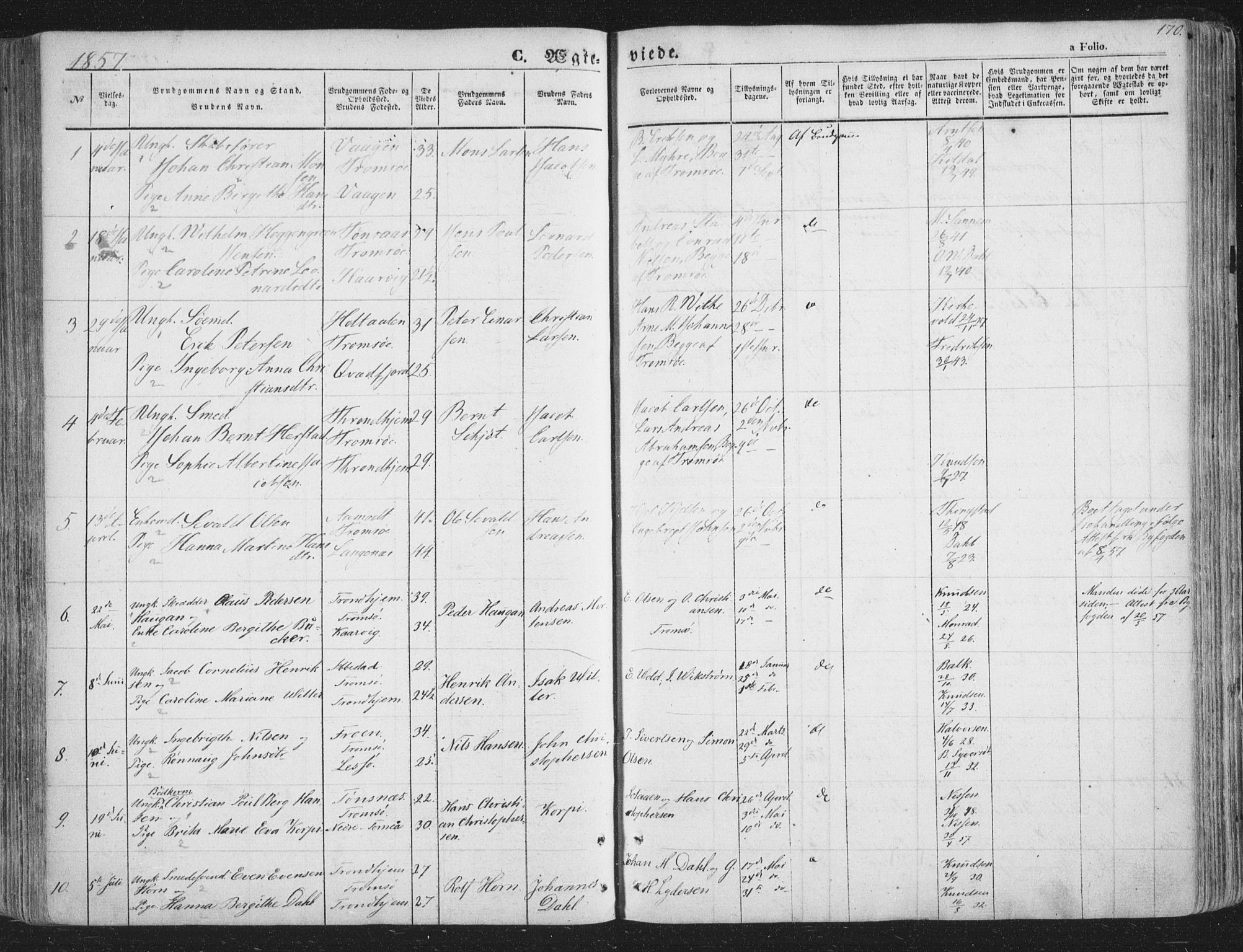 Tromsø sokneprestkontor/stiftsprosti/domprosti, SATØ/S-1343/G/Ga/L0011kirke: Parish register (official) no. 11, 1856-1865, p. 170