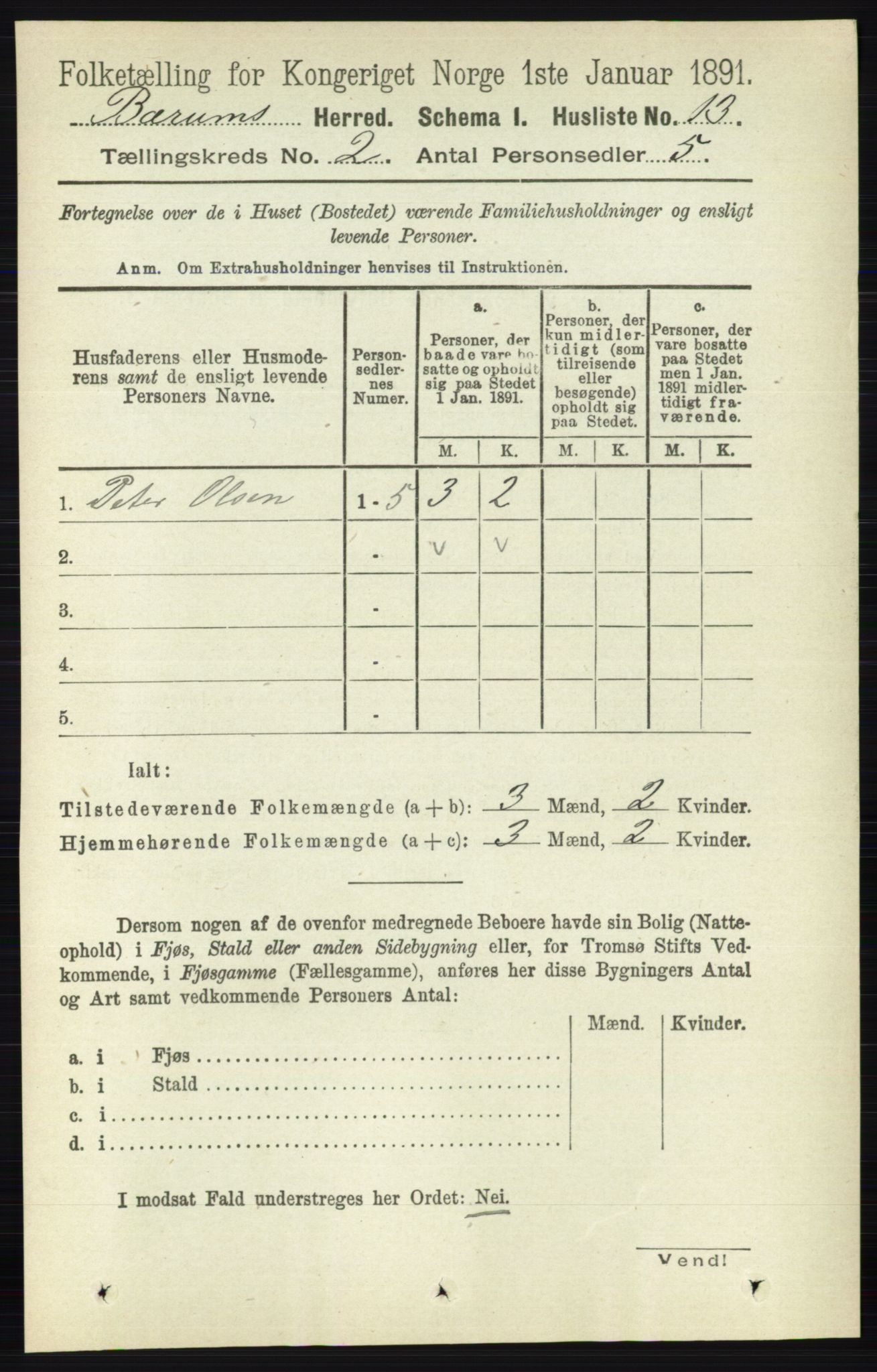 RA, 1891 census for 0219 Bærum, 1891, p. 963