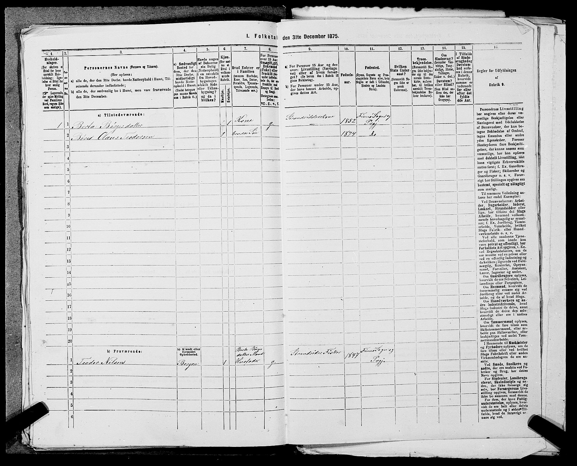 SAST, 1875 census for 1141P Finnøy, 1875, p. 250