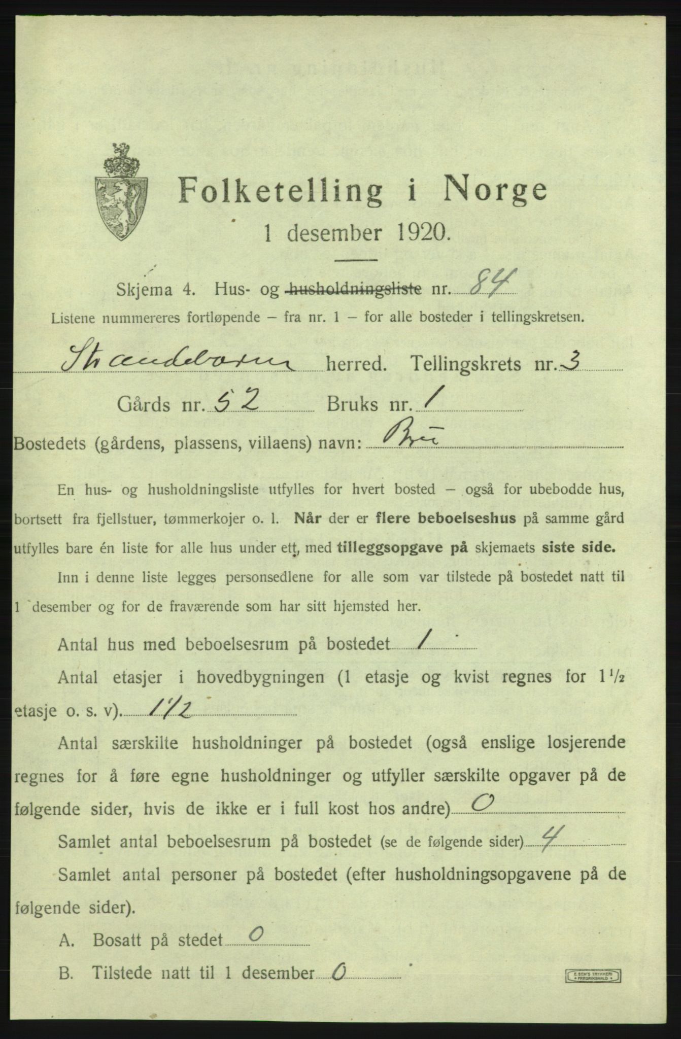 SAB, 1920 census for Strandebarm, 1920, p. 866