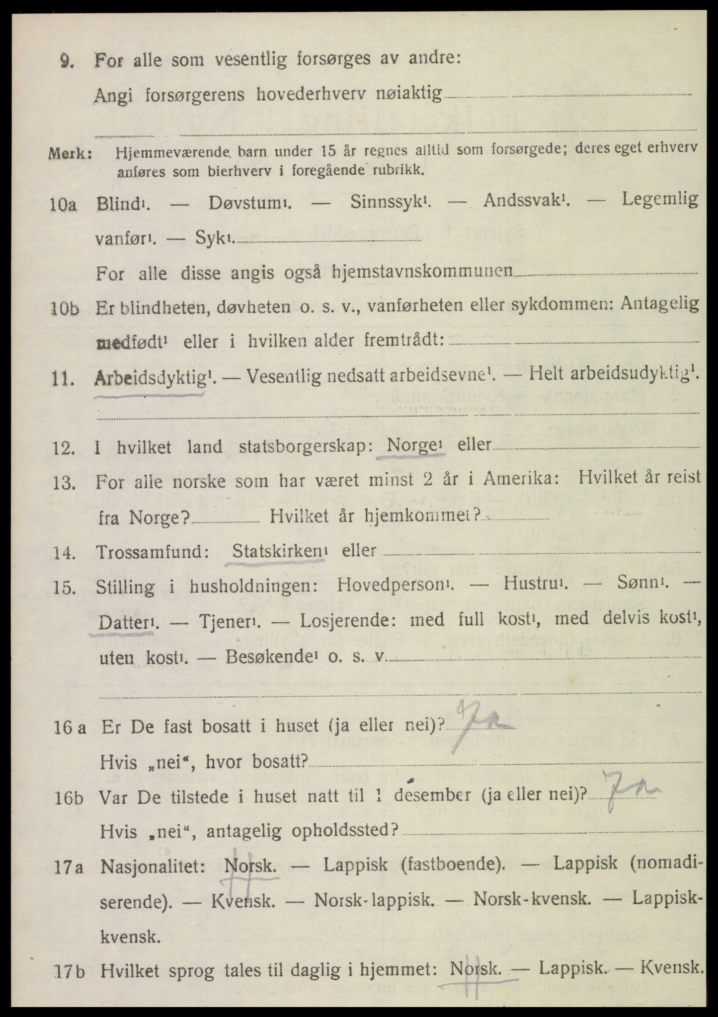 SAT, 1920 census for Verdal, 1920, p. 2890