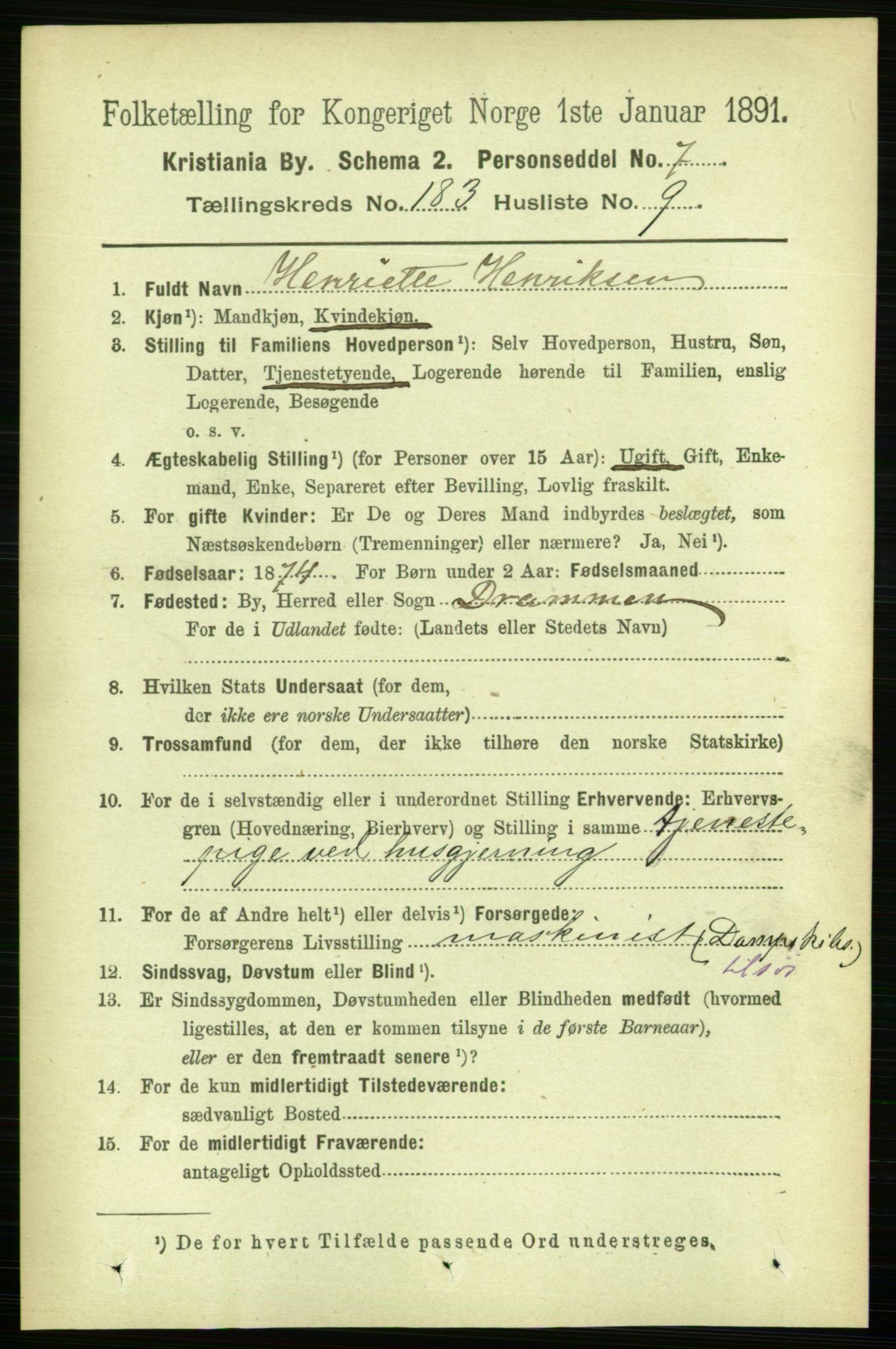 RA, 1891 census for 0301 Kristiania, 1891, p. 109648