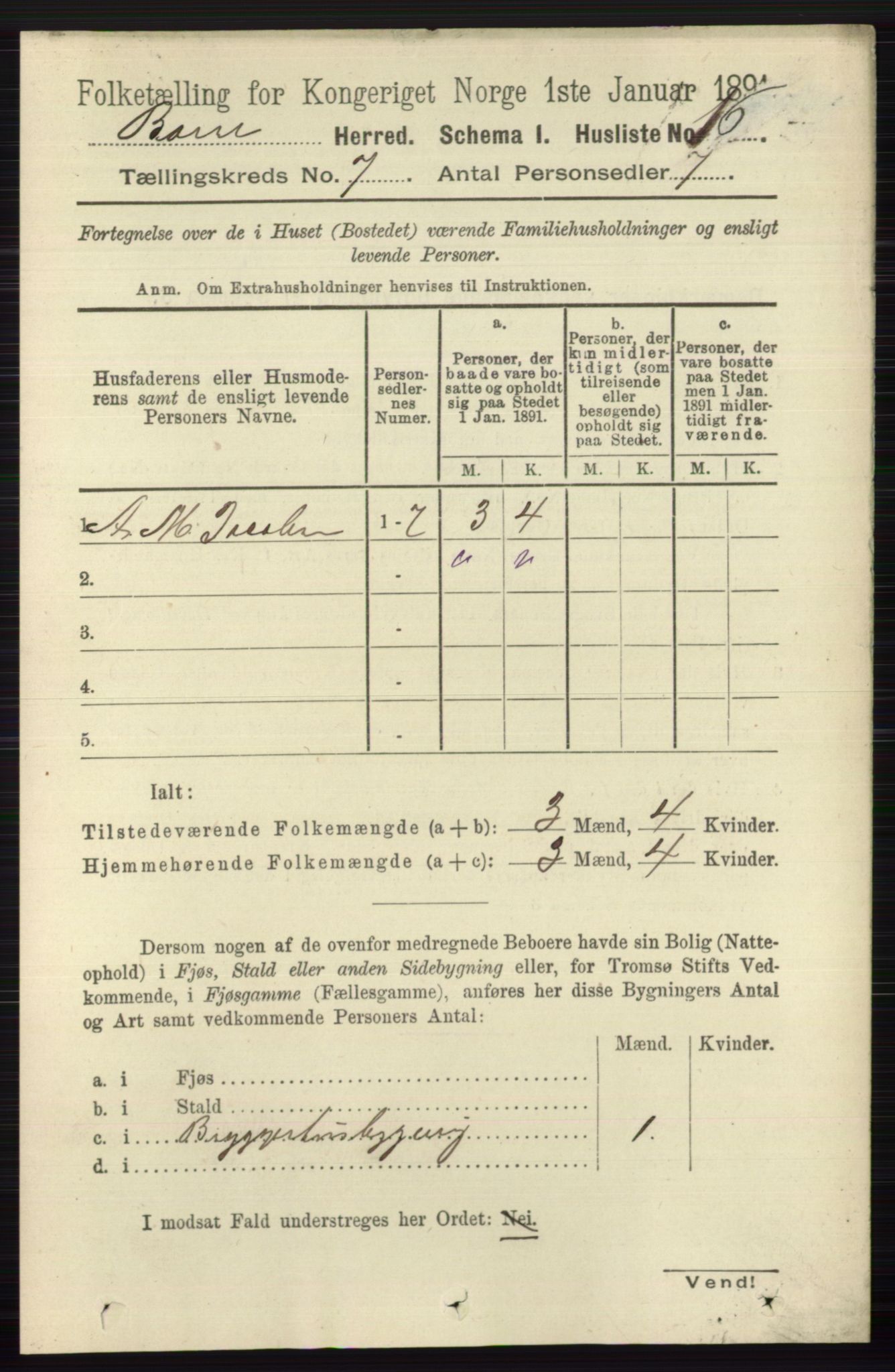 RA, 1891 census for 0717 Borre, 1891, p. 3152