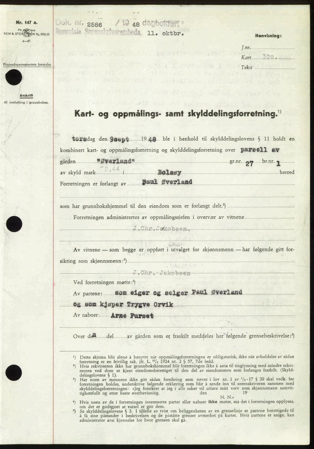 Romsdal sorenskriveri, AV/SAT-A-4149/1/2/2C: Mortgage book no. A27, 1948-1948, Diary no: : 2586/1948