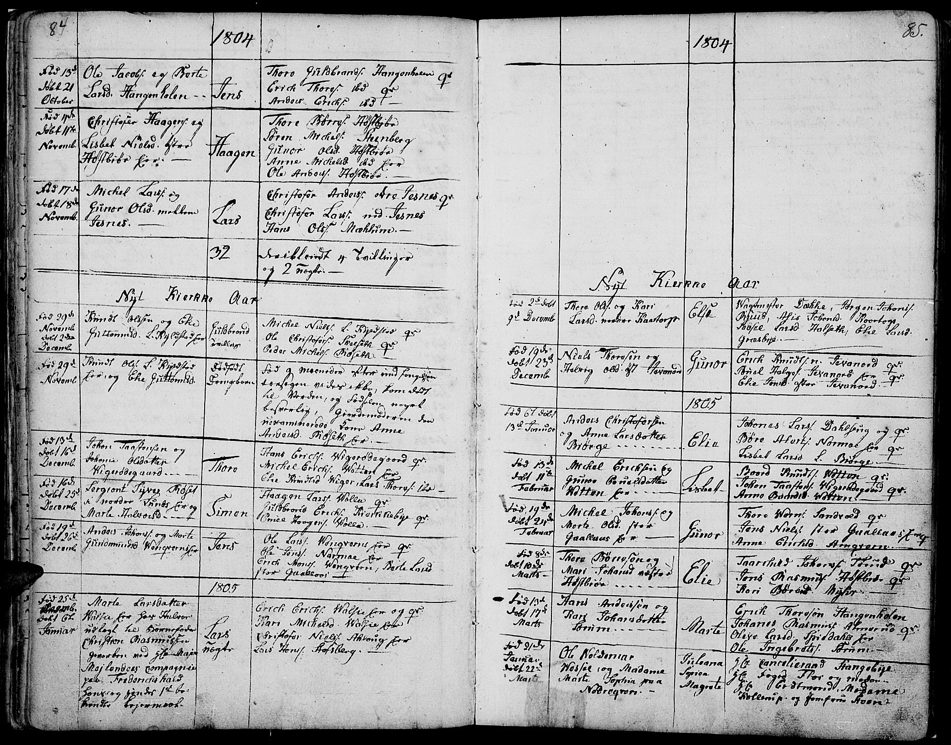 Vang prestekontor, Hedmark, SAH/PREST-008/H/Ha/Haa/L0002B: Parish register (official) no. 2B, 1789-1810, p. 84-85