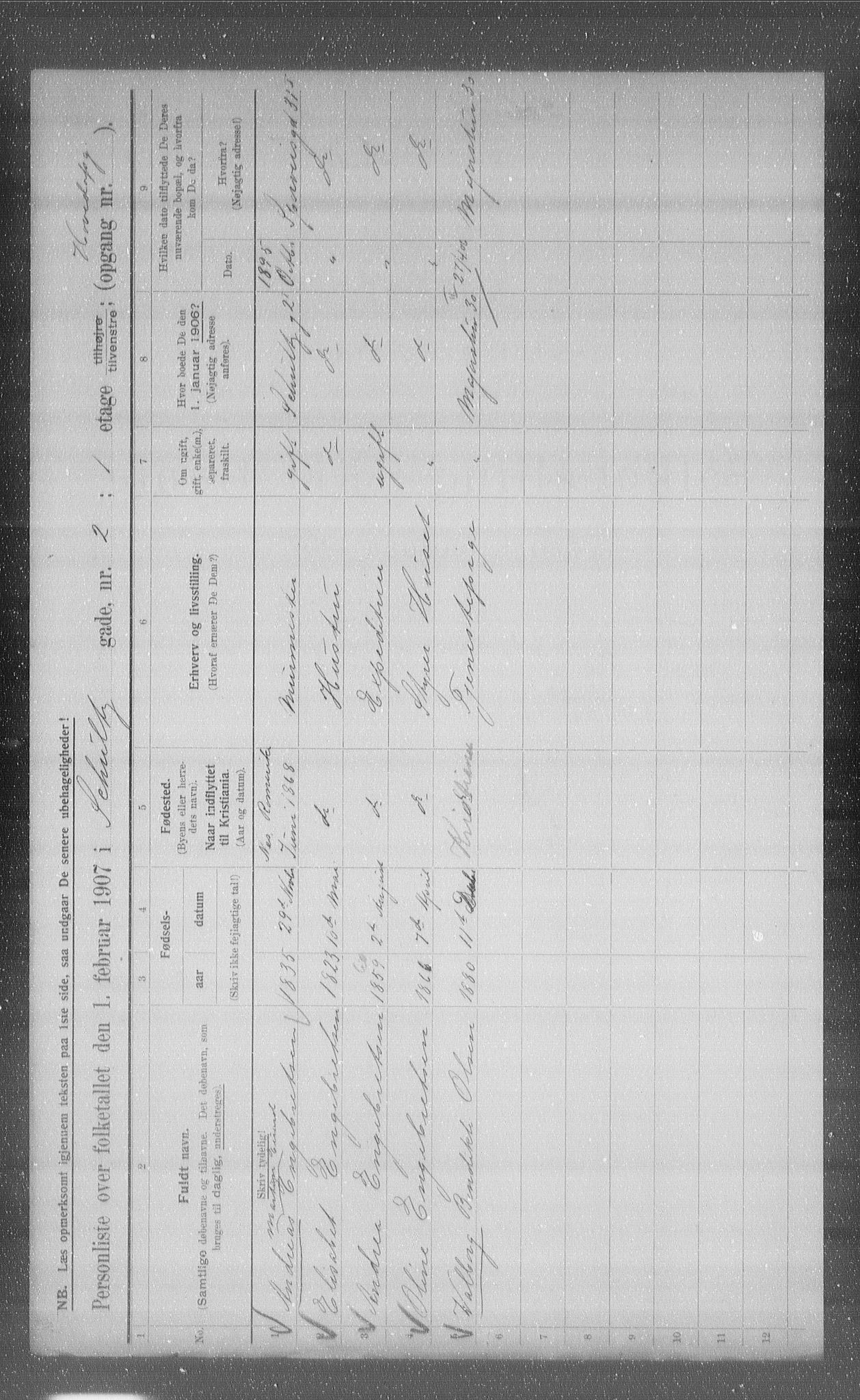 OBA, Municipal Census 1907 for Kristiania, 1907, p. 46262