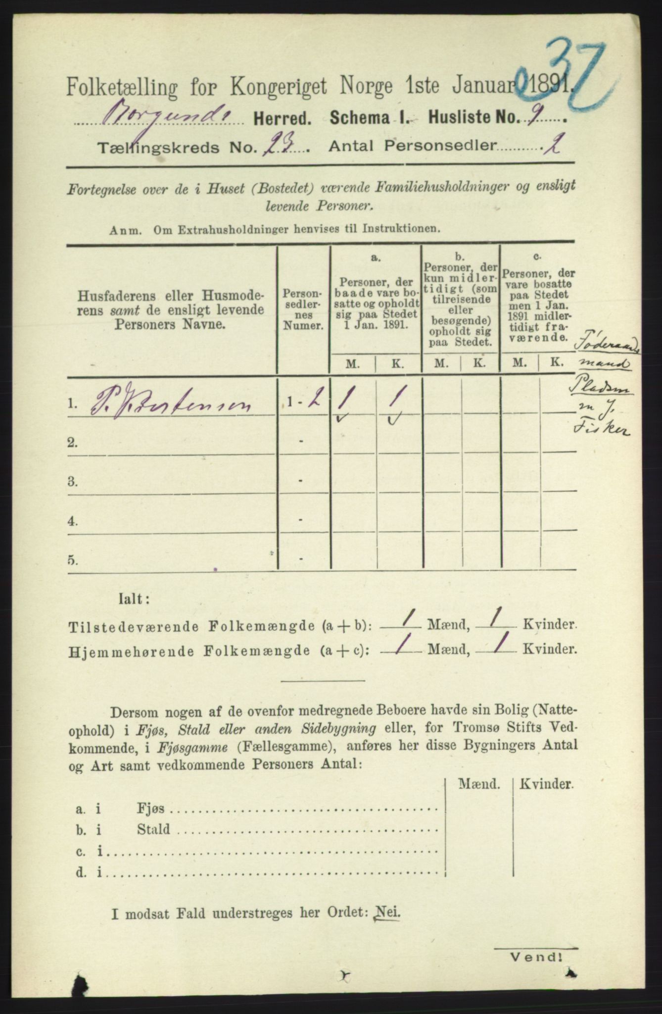 RA, 1891 census for 1531 Borgund, 1891, p. 6953