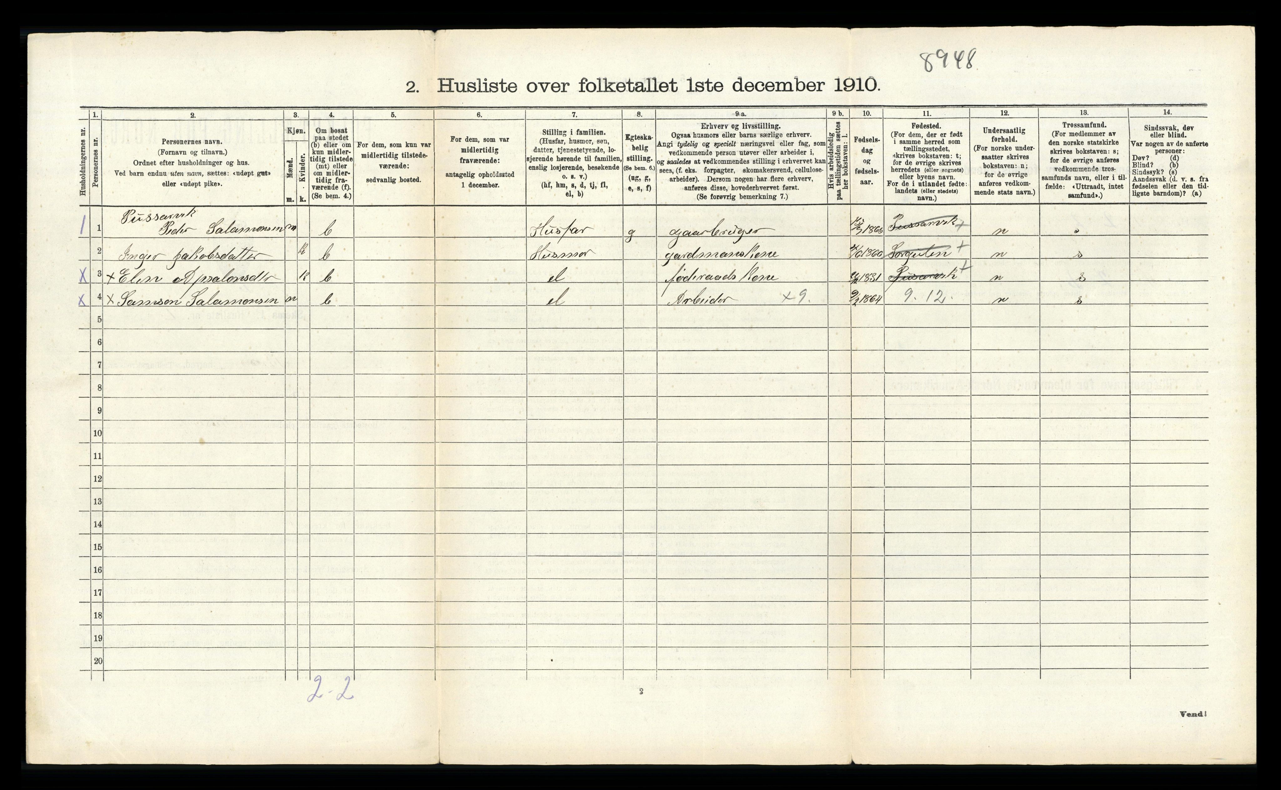 RA, 1910 census for Kinn, 1910, p. 229