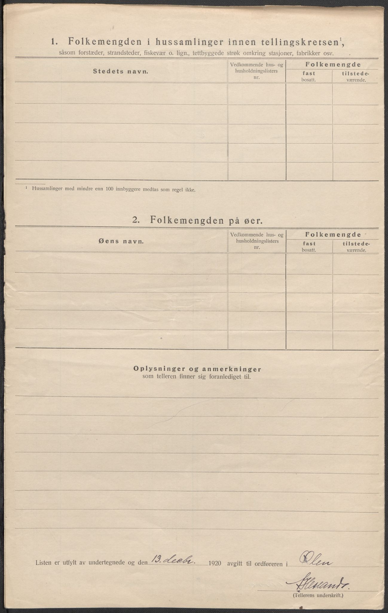 SAB, 1920 census for Ølen, 1920, p. 29