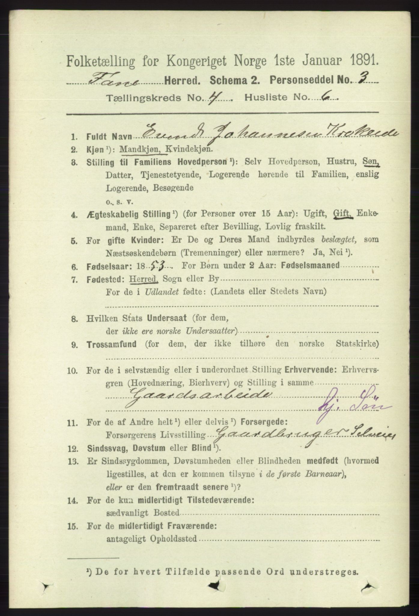 RA, 1891 census for 1249 Fana, 1891, p. 1622