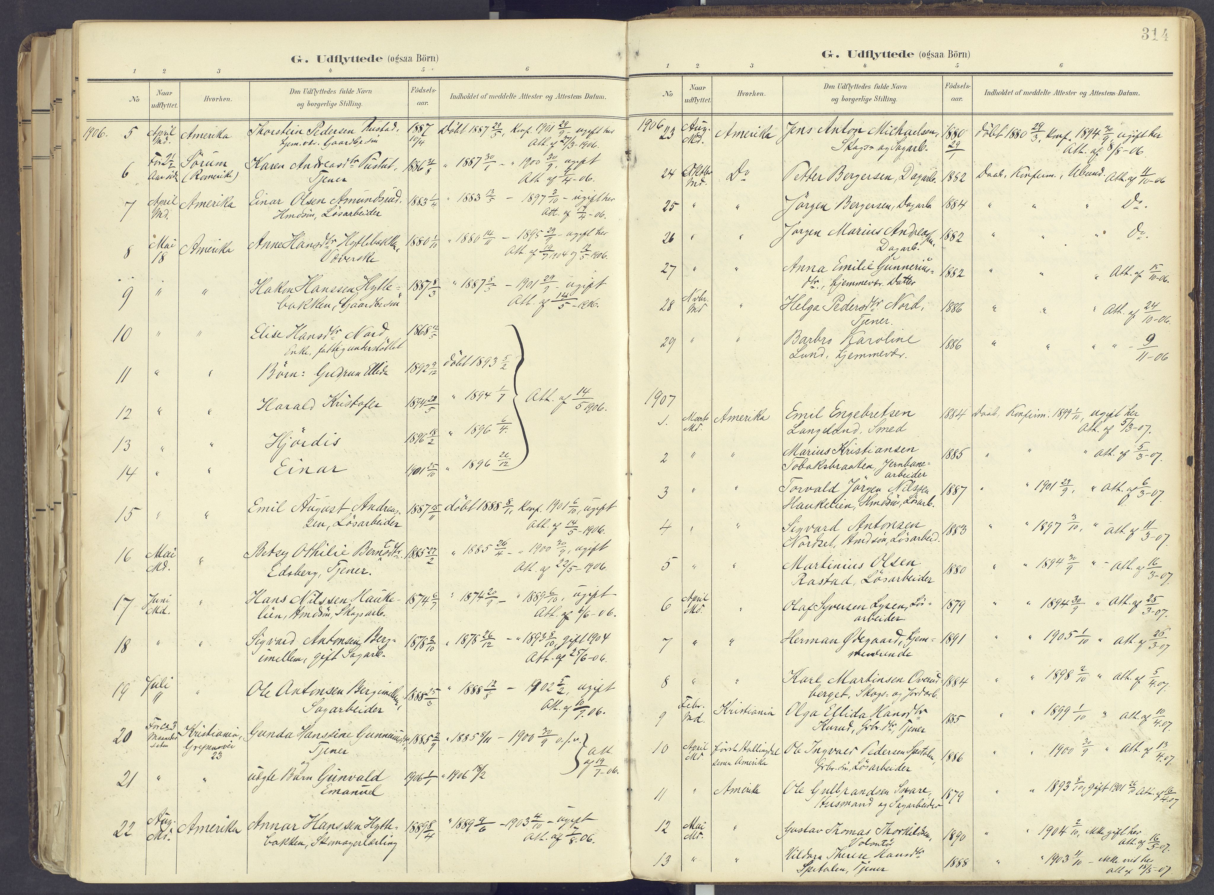 Vinger prestekontor, AV/SAH-PREST-024/H/Ha/Haa/L0017: Parish register (official) no. 17, 1901-1927, p. 314