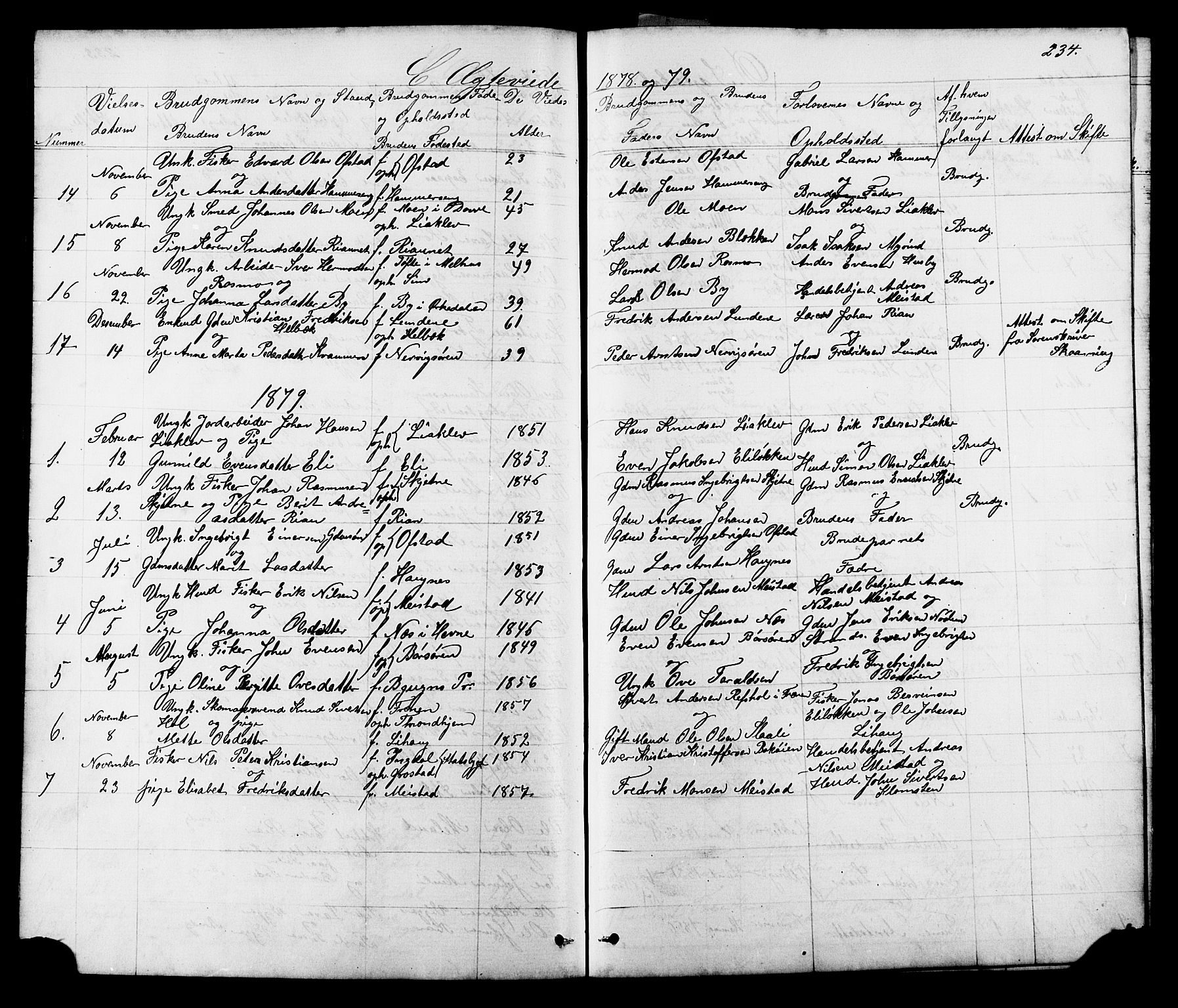 Ministerialprotokoller, klokkerbøker og fødselsregistre - Sør-Trøndelag, SAT/A-1456/665/L0777: Parish register (copy) no. 665C02, 1867-1915, p. 234