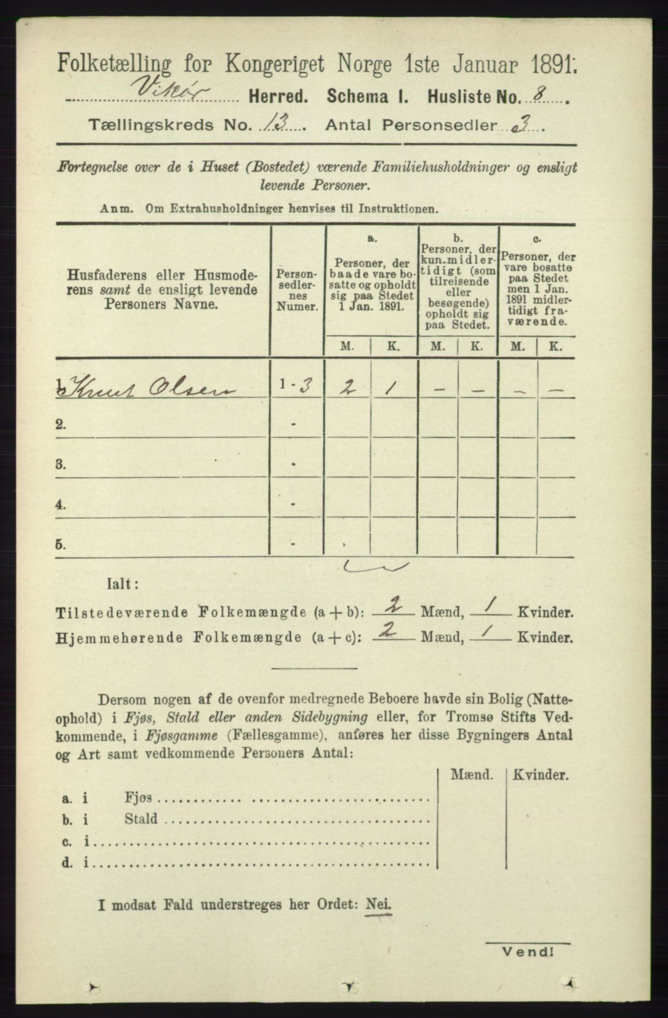 RA, 1891 census for 1238 Vikør, 1891, p. 3569