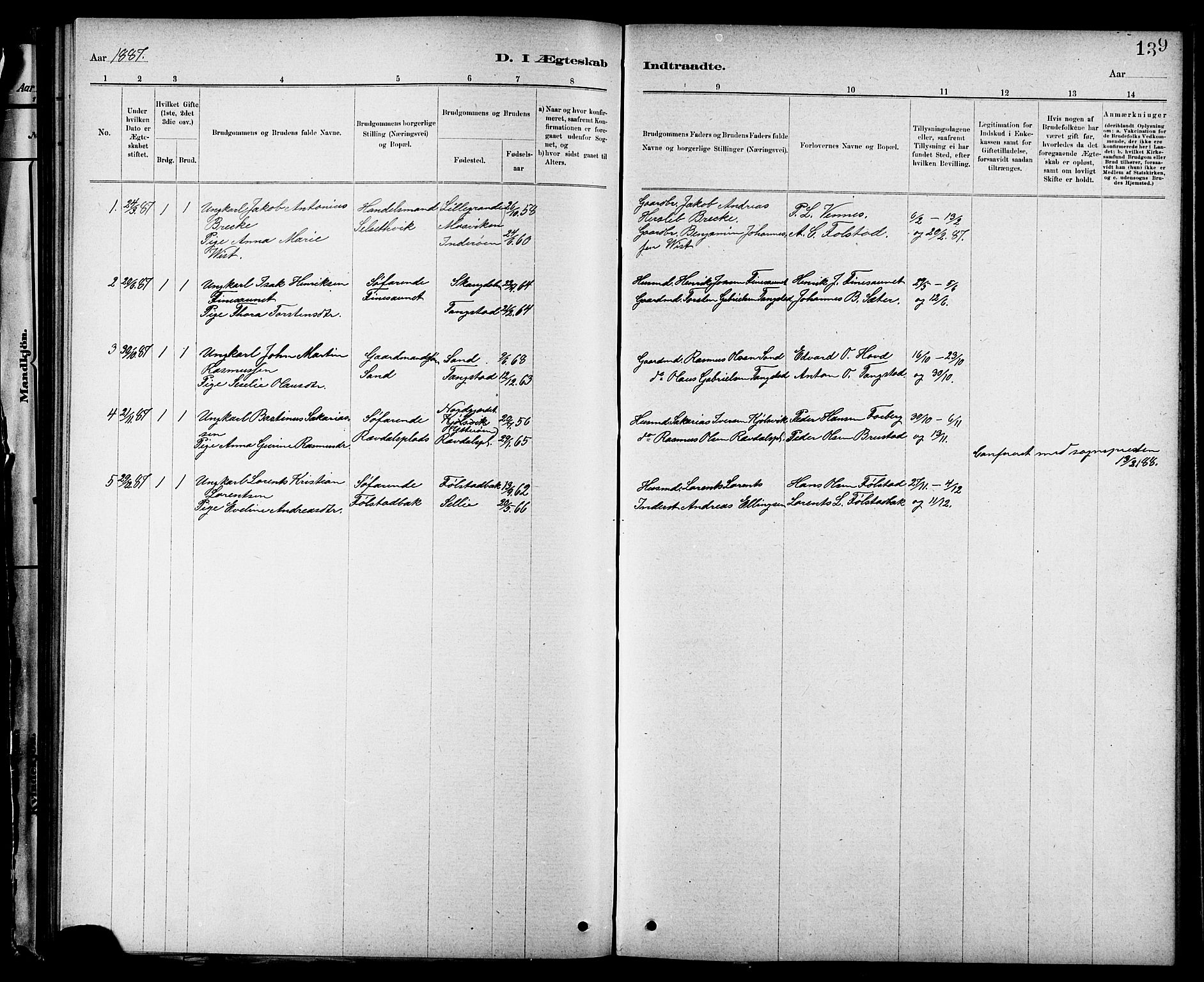 Ministerialprotokoller, klokkerbøker og fødselsregistre - Nord-Trøndelag, AV/SAT-A-1458/744/L0423: Parish register (copy) no. 744C02, 1886-1905, p. 139