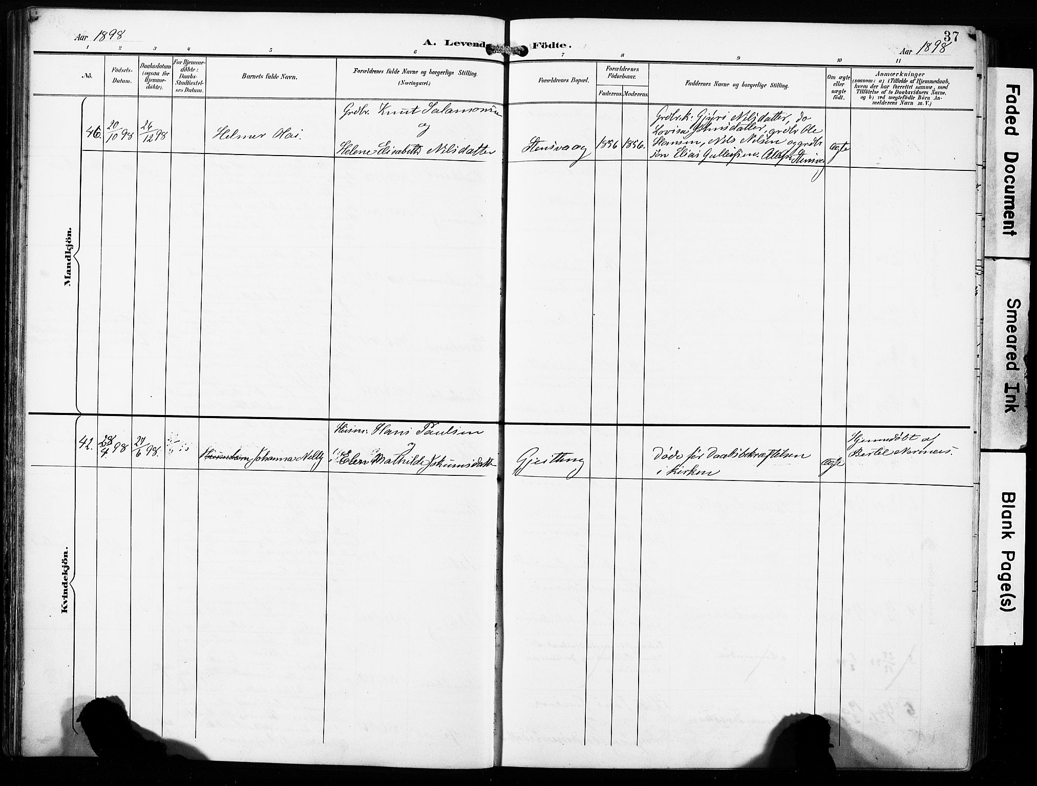 Finnås sokneprestembete, AV/SAB-A-99925/H/Ha/Haa/Haac/L0002: Parish register (official) no. C 2, 1895-1904, p. 37