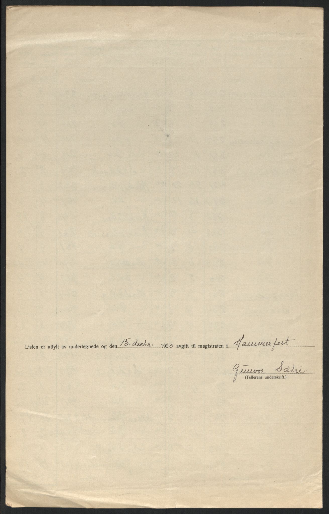 SATØ, 1920 census for Hammerfest, 1920, p. 9