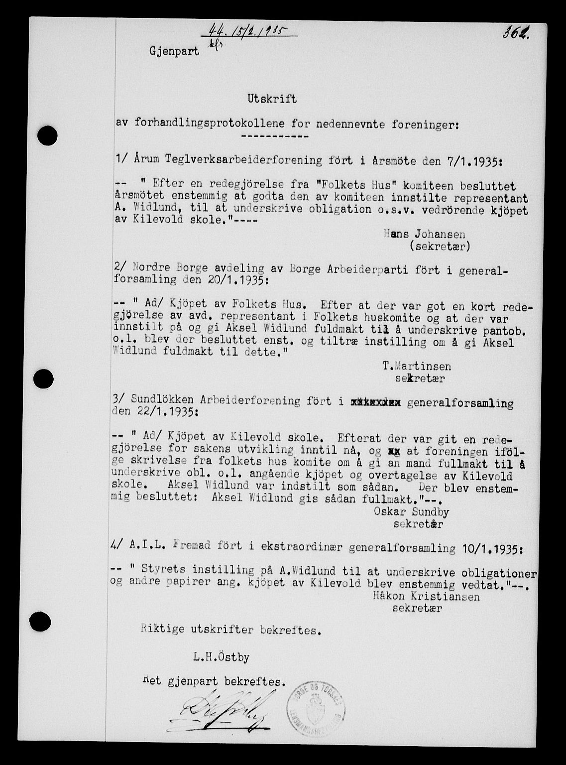 Tune sorenskriveri, AV/SAO-A-10470/G/Gb/Gbb/L0004: Mortgage book no. II 20-24, 1933-1935, Deed date: 15.02.1935