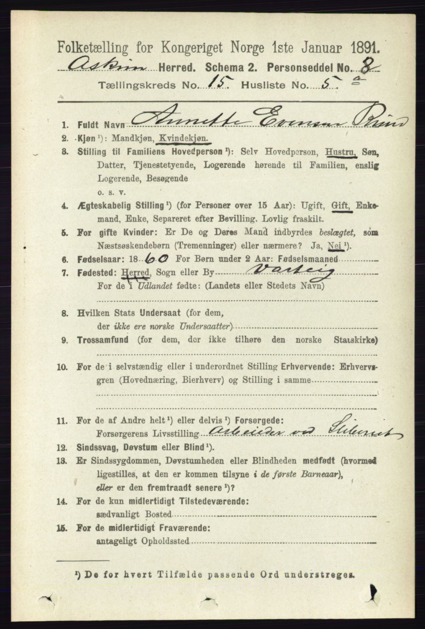 RA, 1891 census for 0124 Askim, 1891, p. 2462