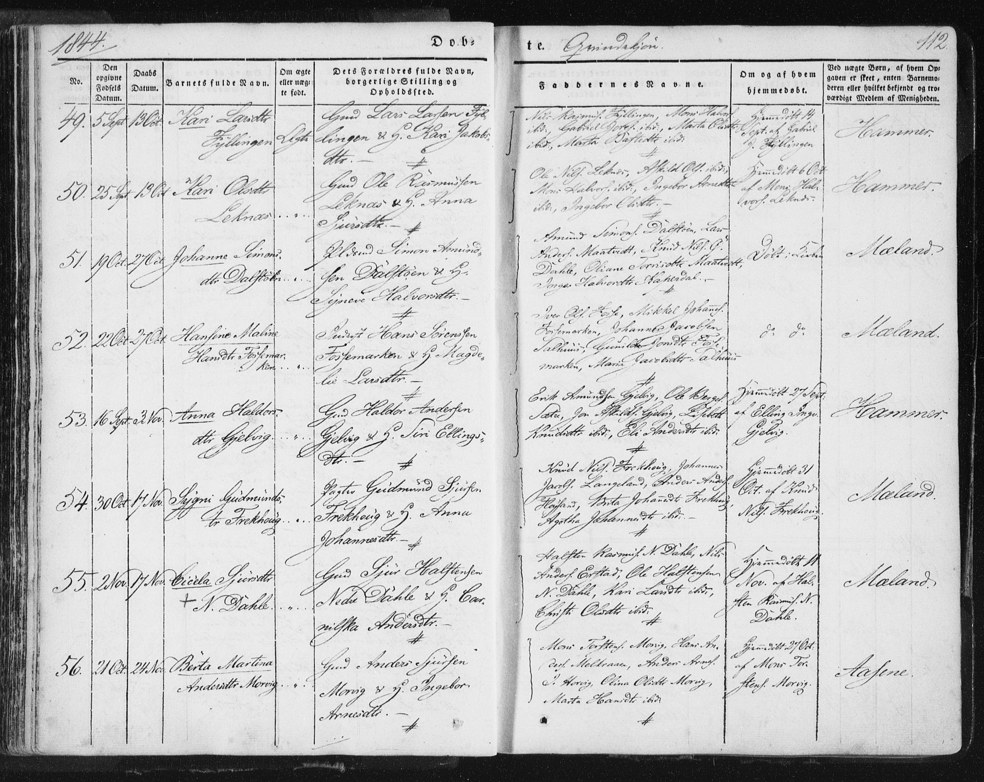Hamre sokneprestembete, SAB/A-75501/H/Ha/Haa/Haaa/L0012: Parish register (official) no. A 12, 1834-1845, p. 112