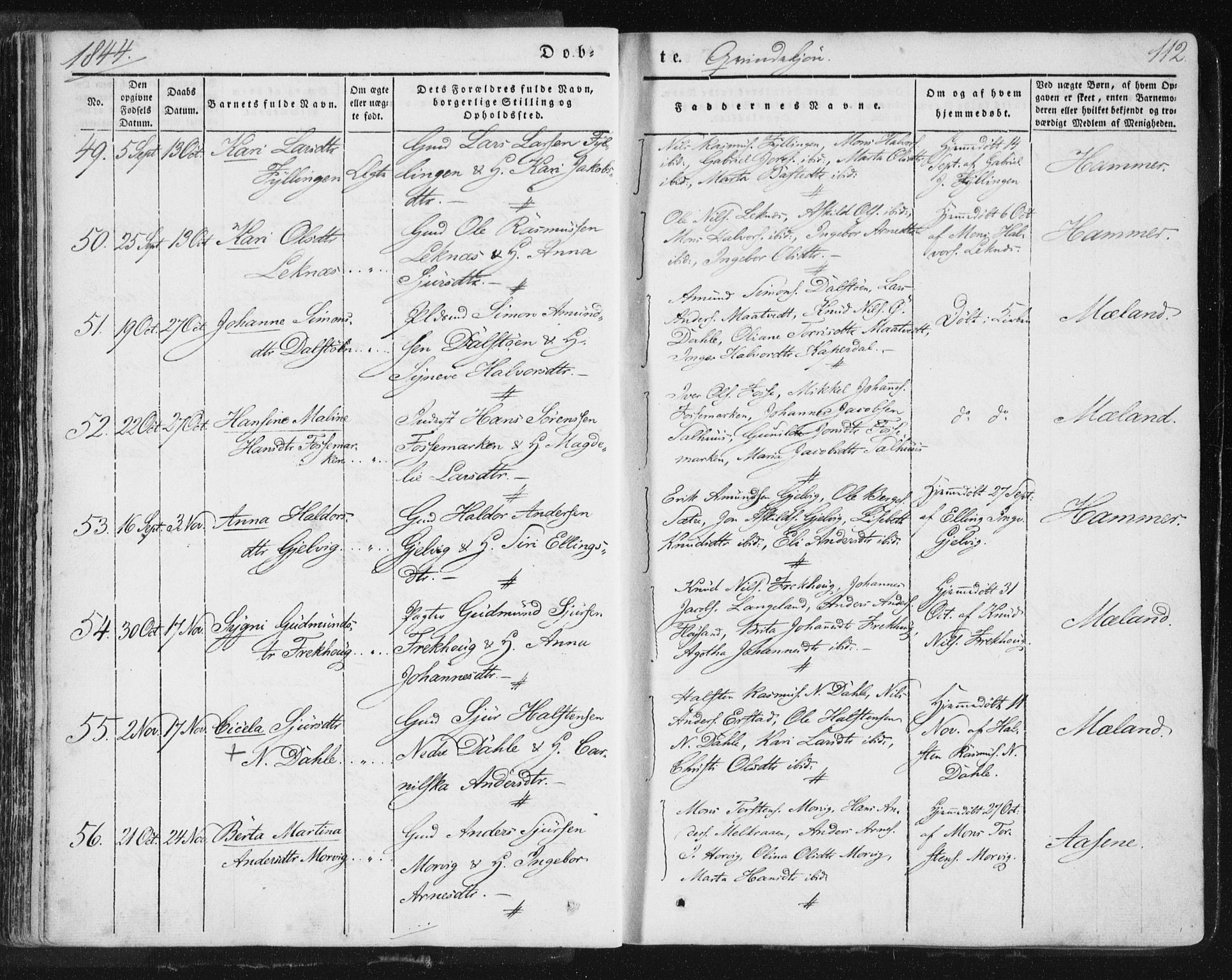 Hamre sokneprestembete, AV/SAB-A-75501/H/Ha/Haa/Haaa/L0012: Parish register (official) no. A 12, 1834-1845, p. 112