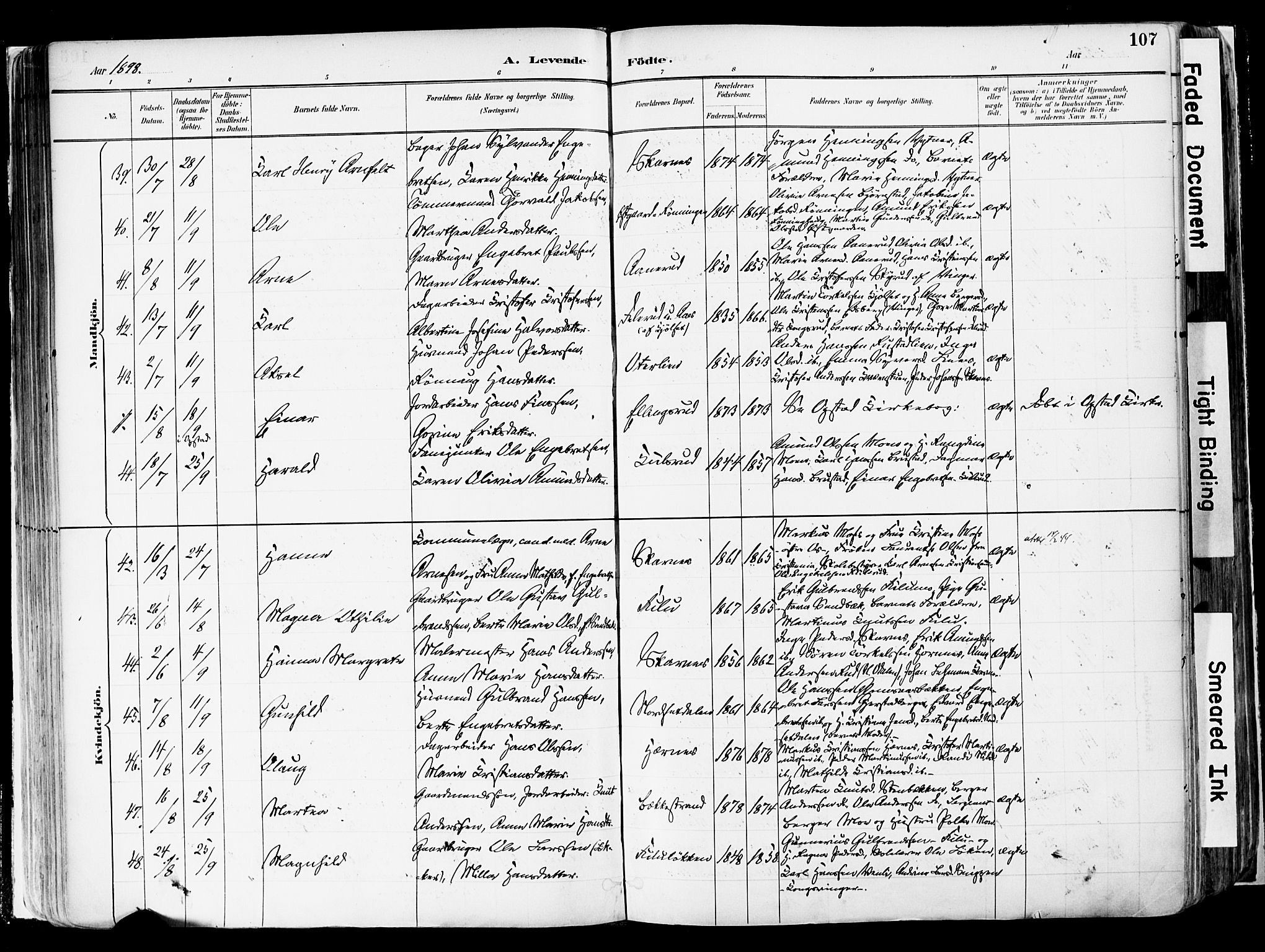 Sør-Odal prestekontor, SAH/PREST-030/H/Ha/Haa/L0006: Parish register (official) no. 6, 1886-1931, p. 107