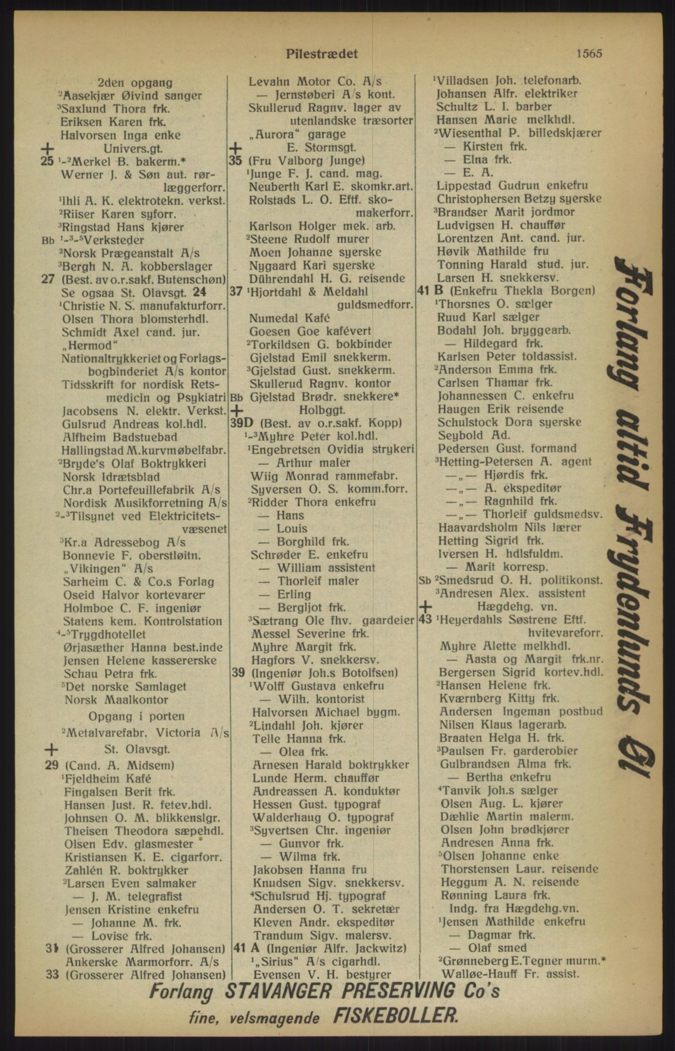 Kristiania/Oslo adressebok, PUBL/-, 1915, p. 1565