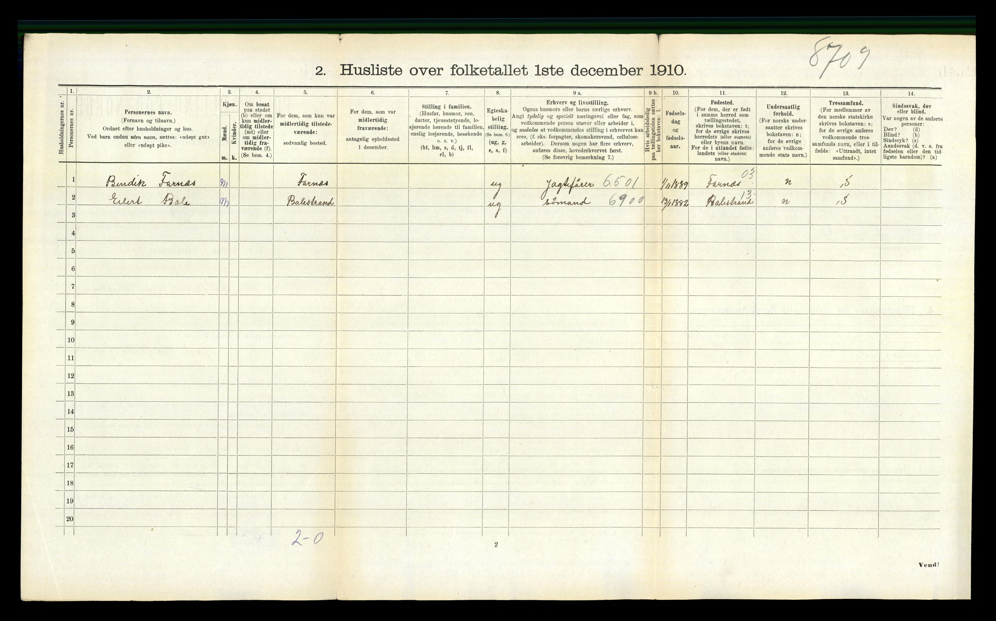 RA, 1910 census for Hyllestad, 1910, p. 740