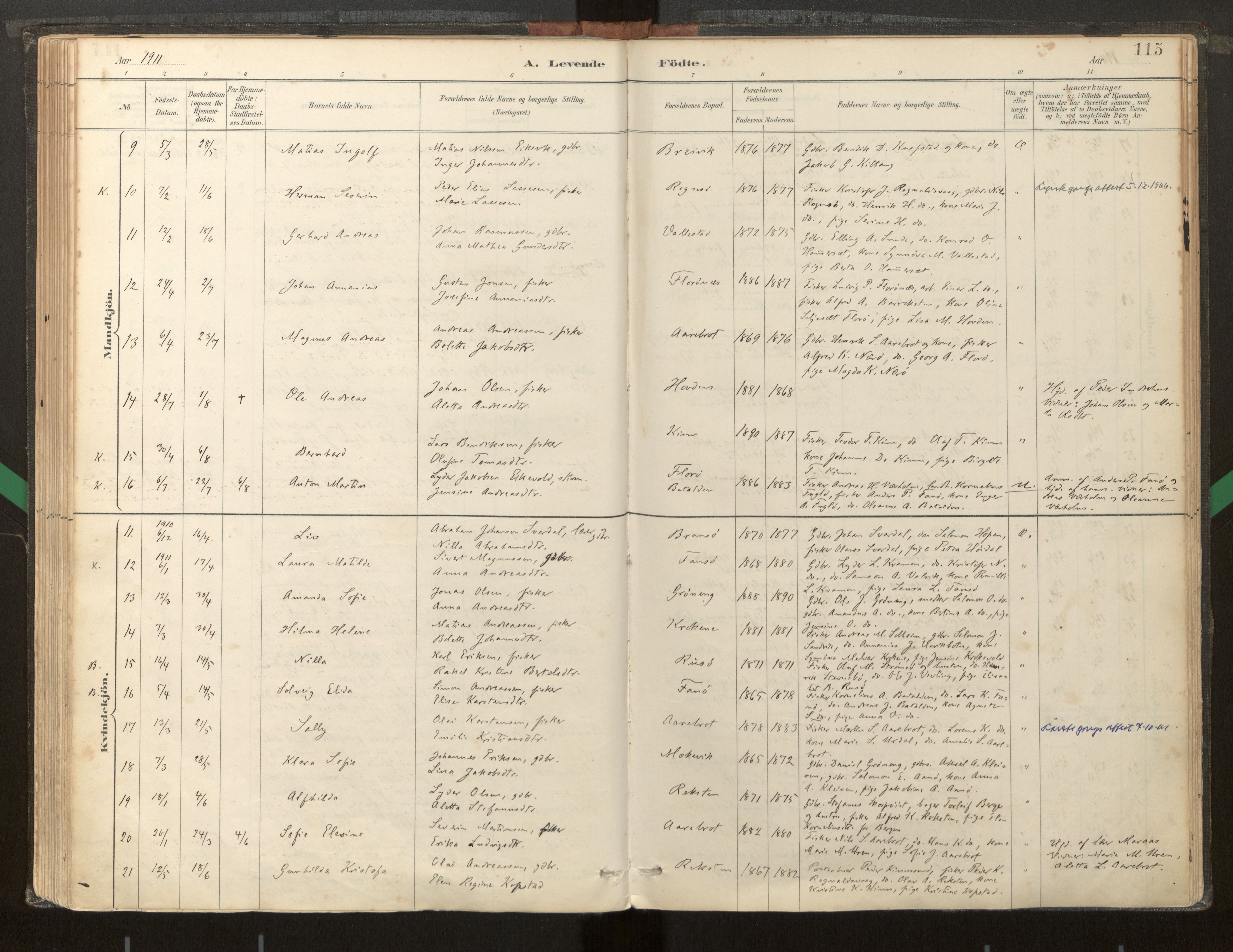 Kinn sokneprestembete, AV/SAB-A-80801/H/Haa/Haab/L0001: Parish register (official) no. B 1, 1886-1921, p. 115