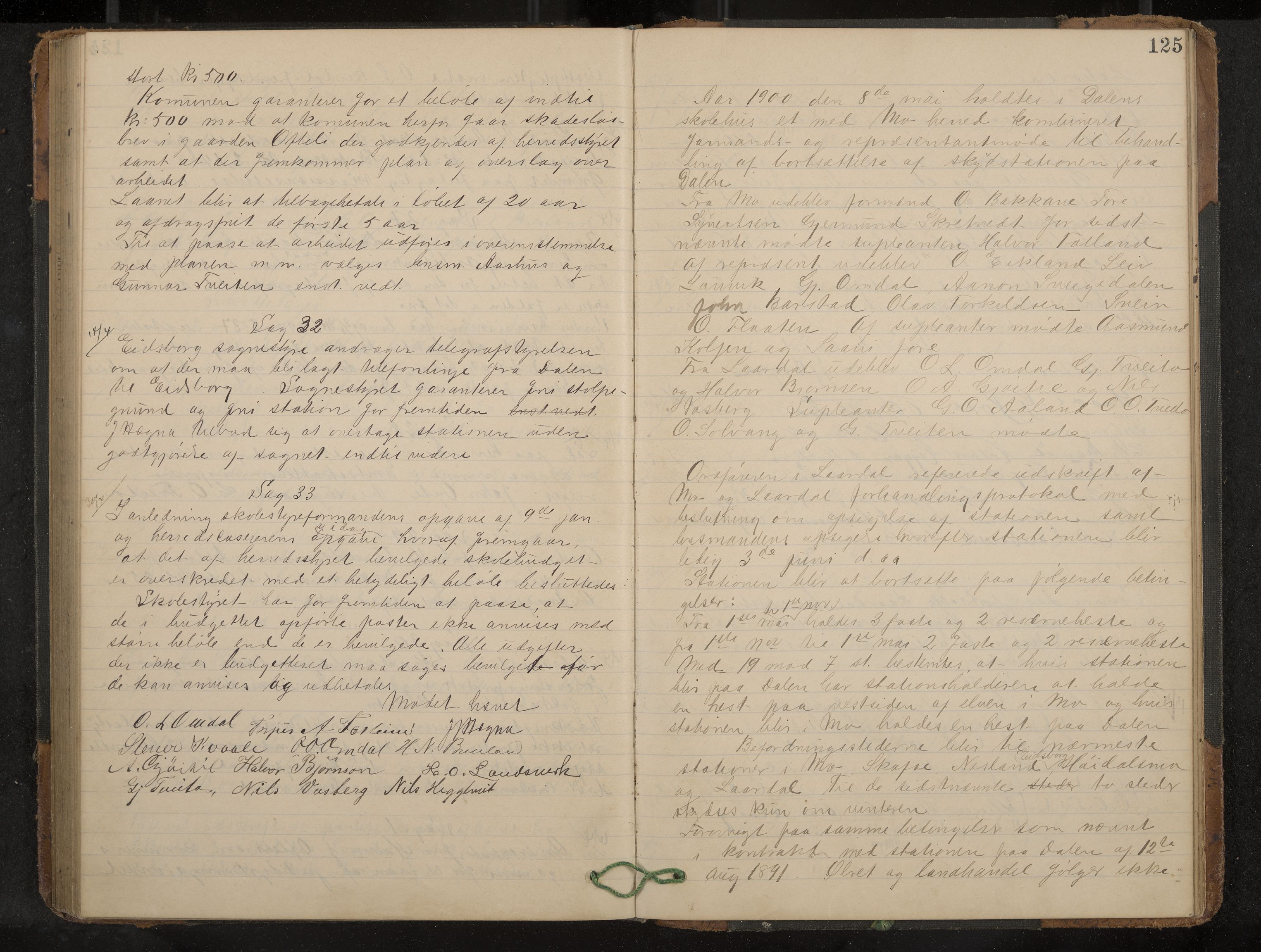 Lårdal formannskap og sentraladministrasjon, IKAK/0833021/A/L0003: Møtebok, 1893-1901, p. 125