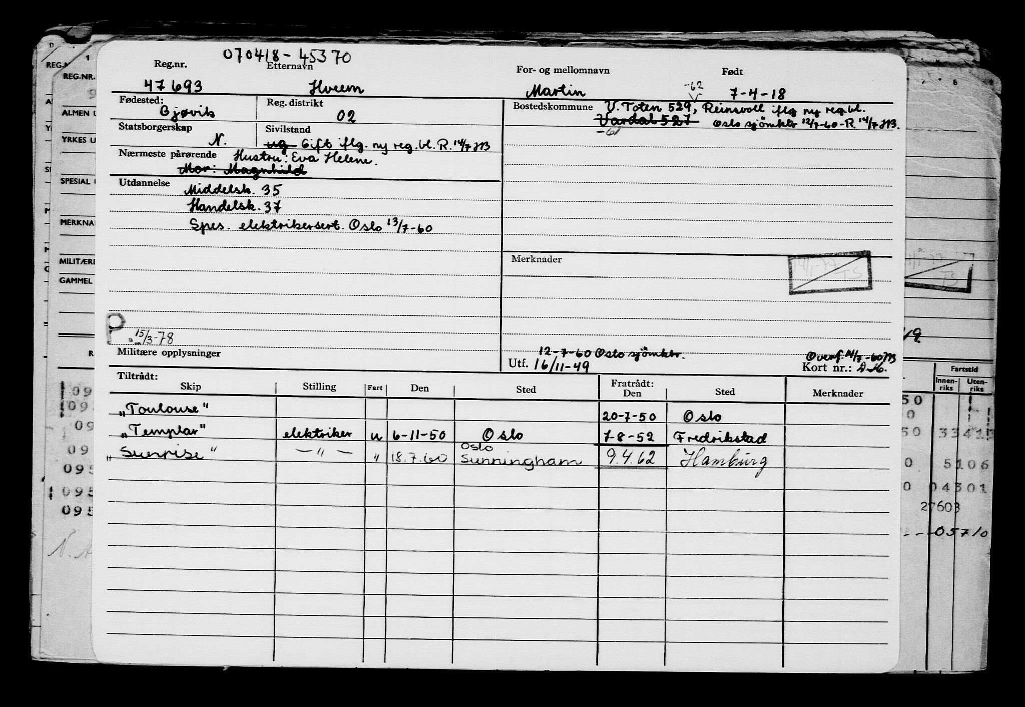 Direktoratet for sjømenn, AV/RA-S-3545/G/Gb/L0157: Hovedkort, 1918, p. 131